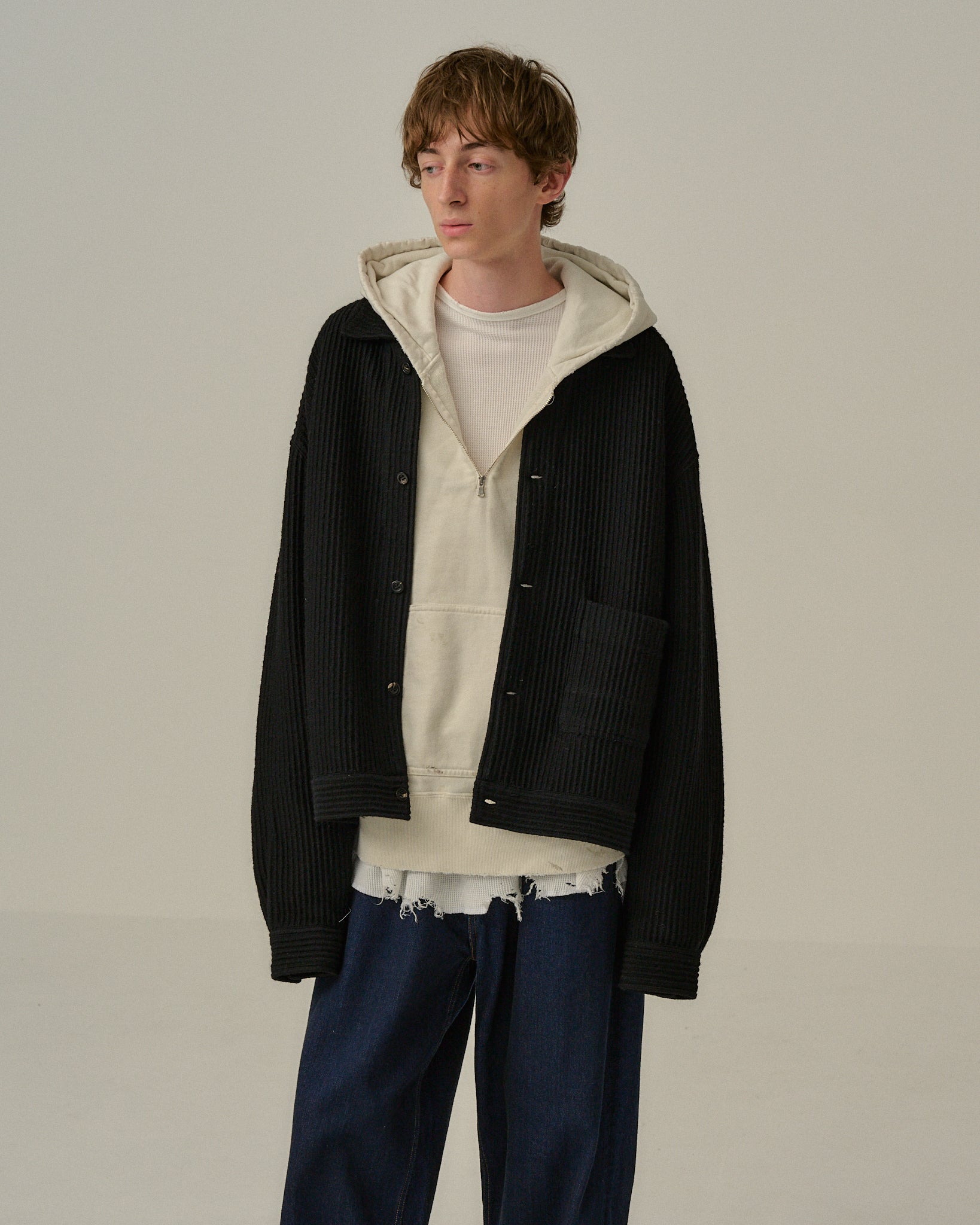 アンセルム WOOL CORDUROY WORK SHIRT JACKET WOOL CORDUROY WORK SHIRT JACKET(BLACK) – ANCELLM