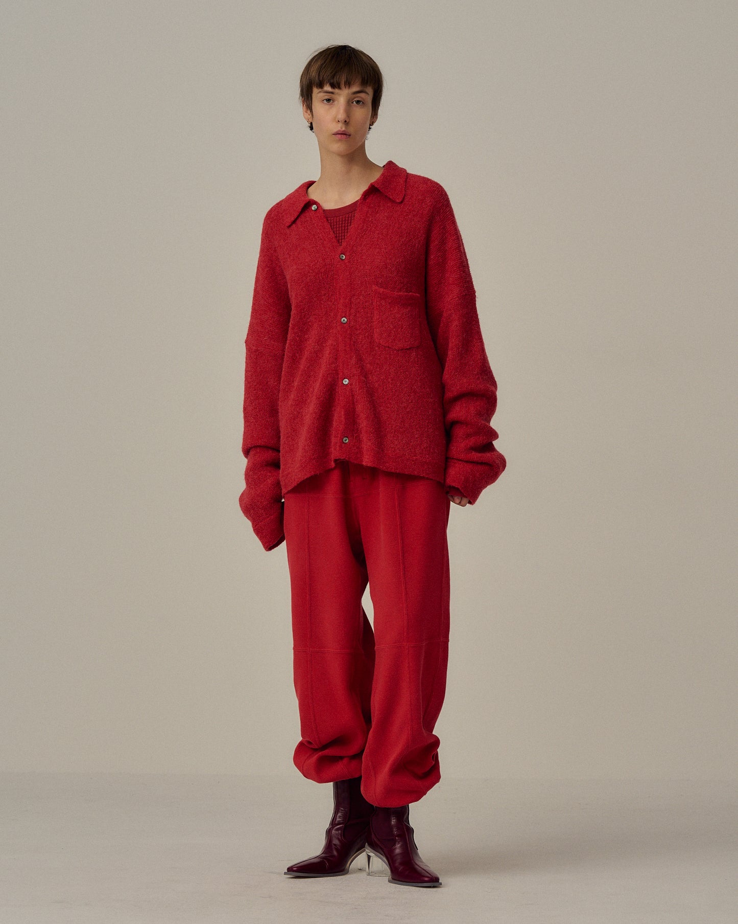 SWITCHING SMOOTH KNIT PANTS(RED)