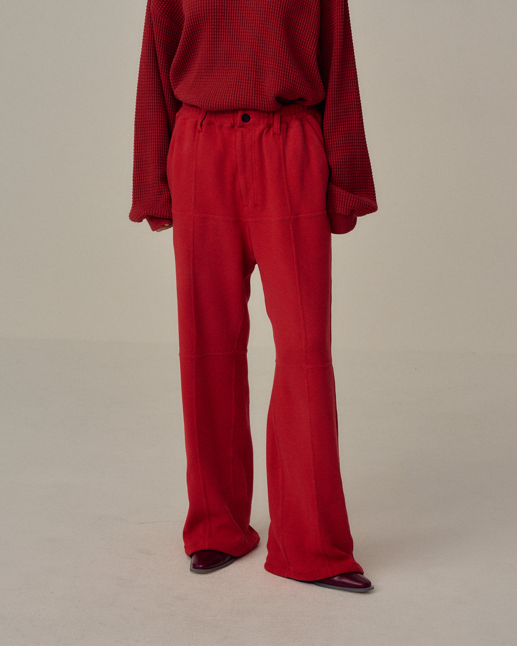 SWITCHING SMOOTH KNIT PANTS(RED)