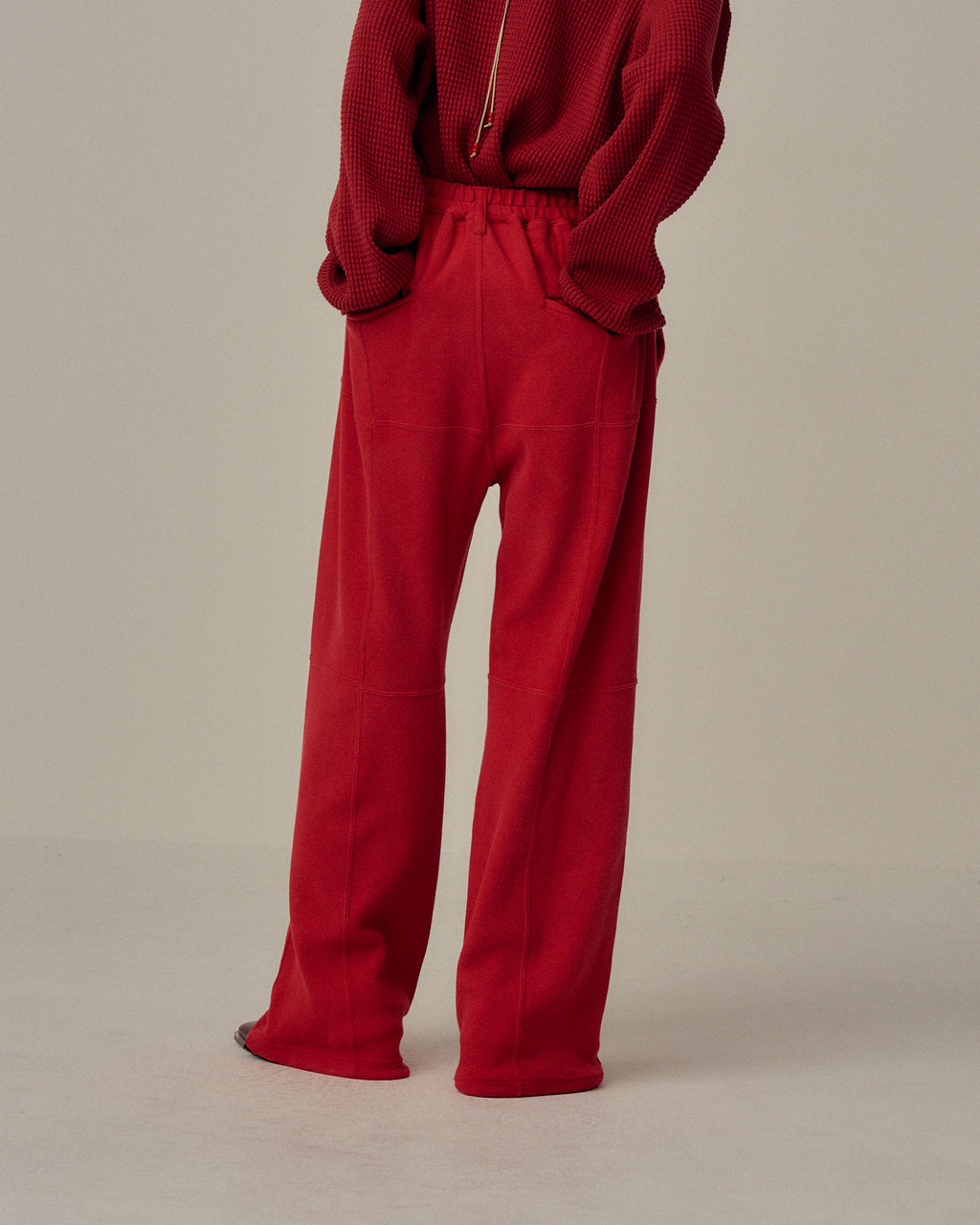 SWITCHING SMOOTH KNIT PANTS(RED)