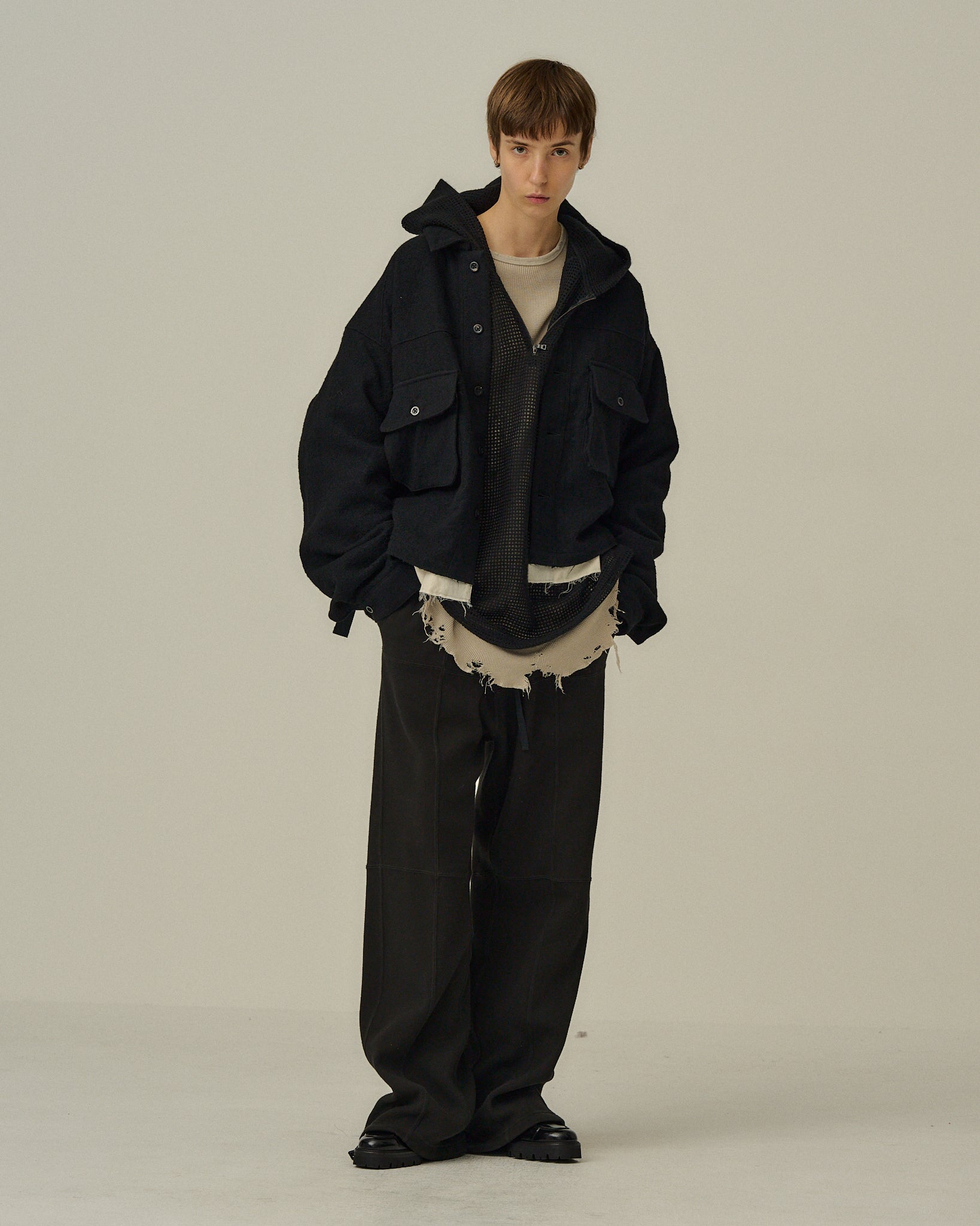 SWITCHING SMOOTH KNIT PANTS(BLACK) – ANCELLM