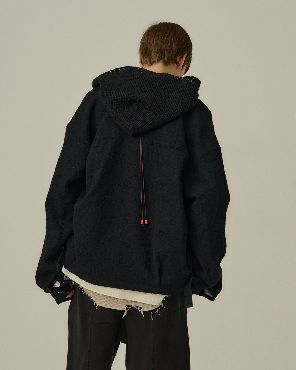 SHRINK WOOL LAYERING JACKET(BLACK)