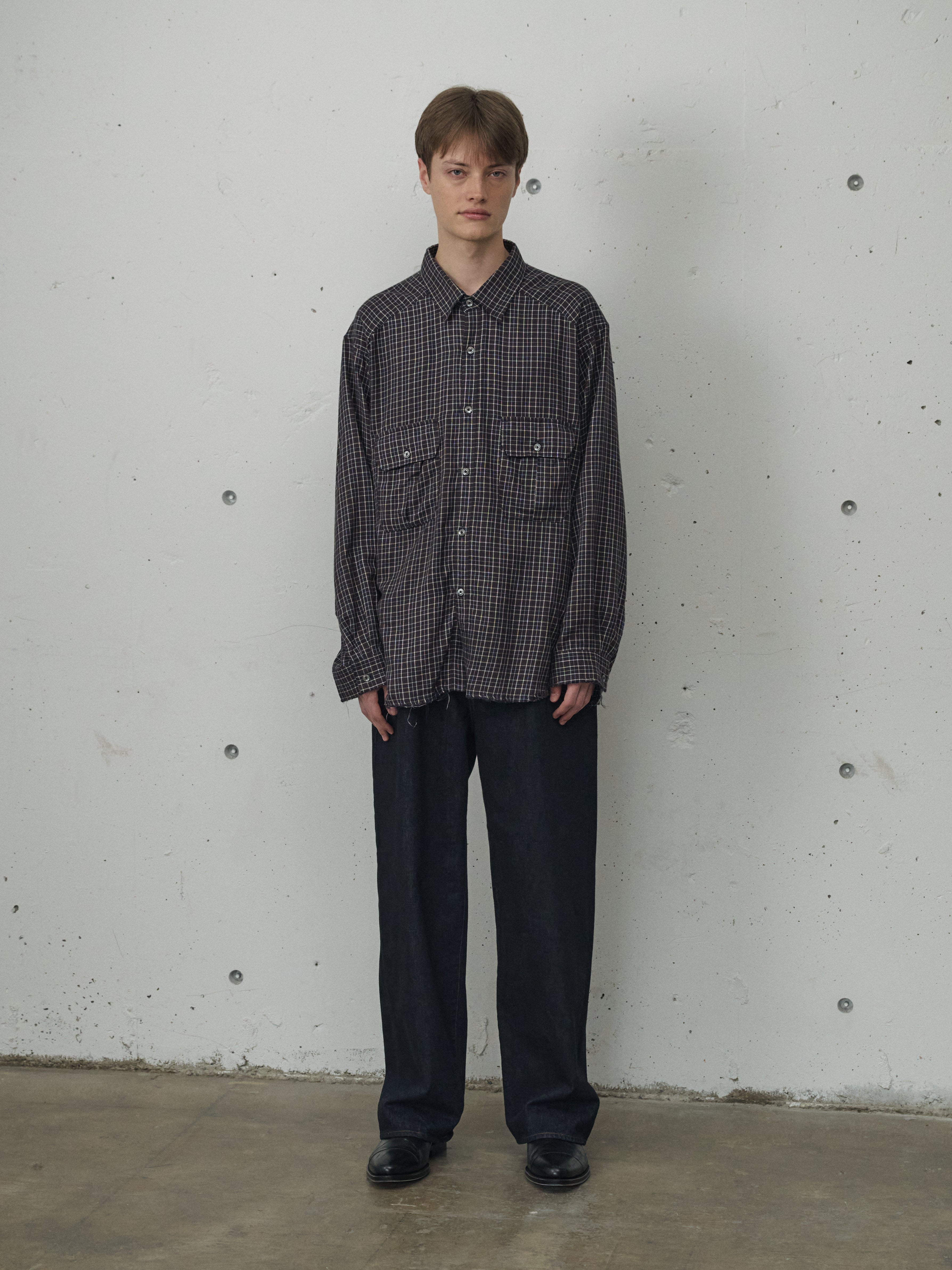 NEL CHECK OVER WORK SHIRT(NAVY) – ANCELLM