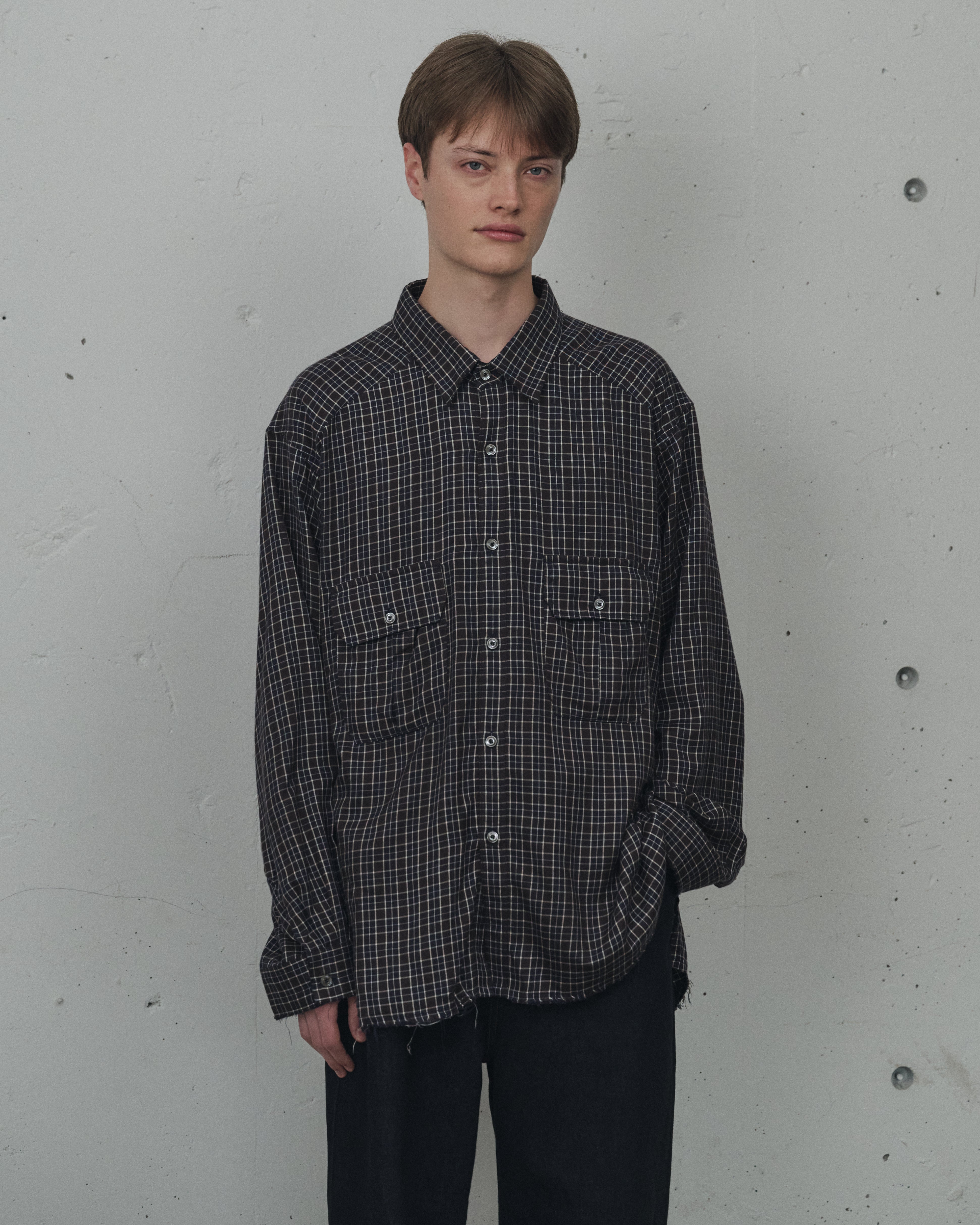 NEL CHECK OVER WORK SHIRT(NAVY) – ANCELLM