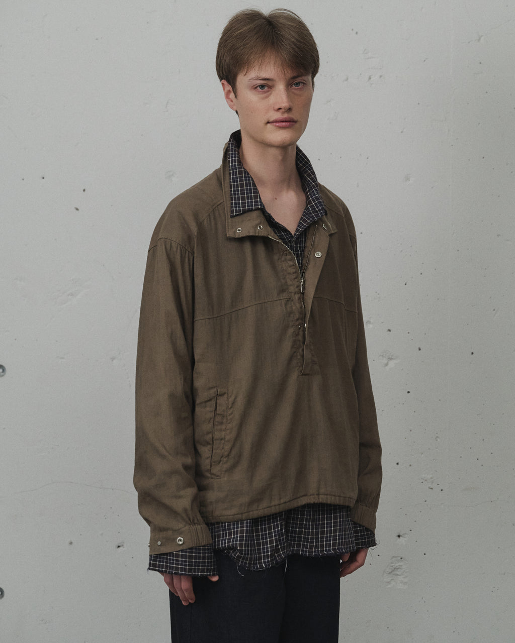 ANCELLM wool pullover shirt ブラウン L/N PULLOVER SHIRT(BROWN) – ANCELLM