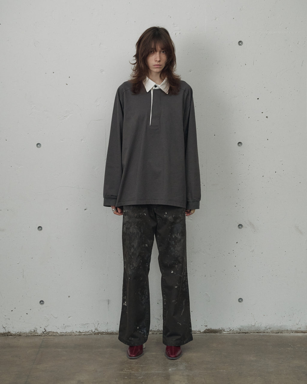 TWO-TONE RUGBY SHIRT(CHARCOAL)