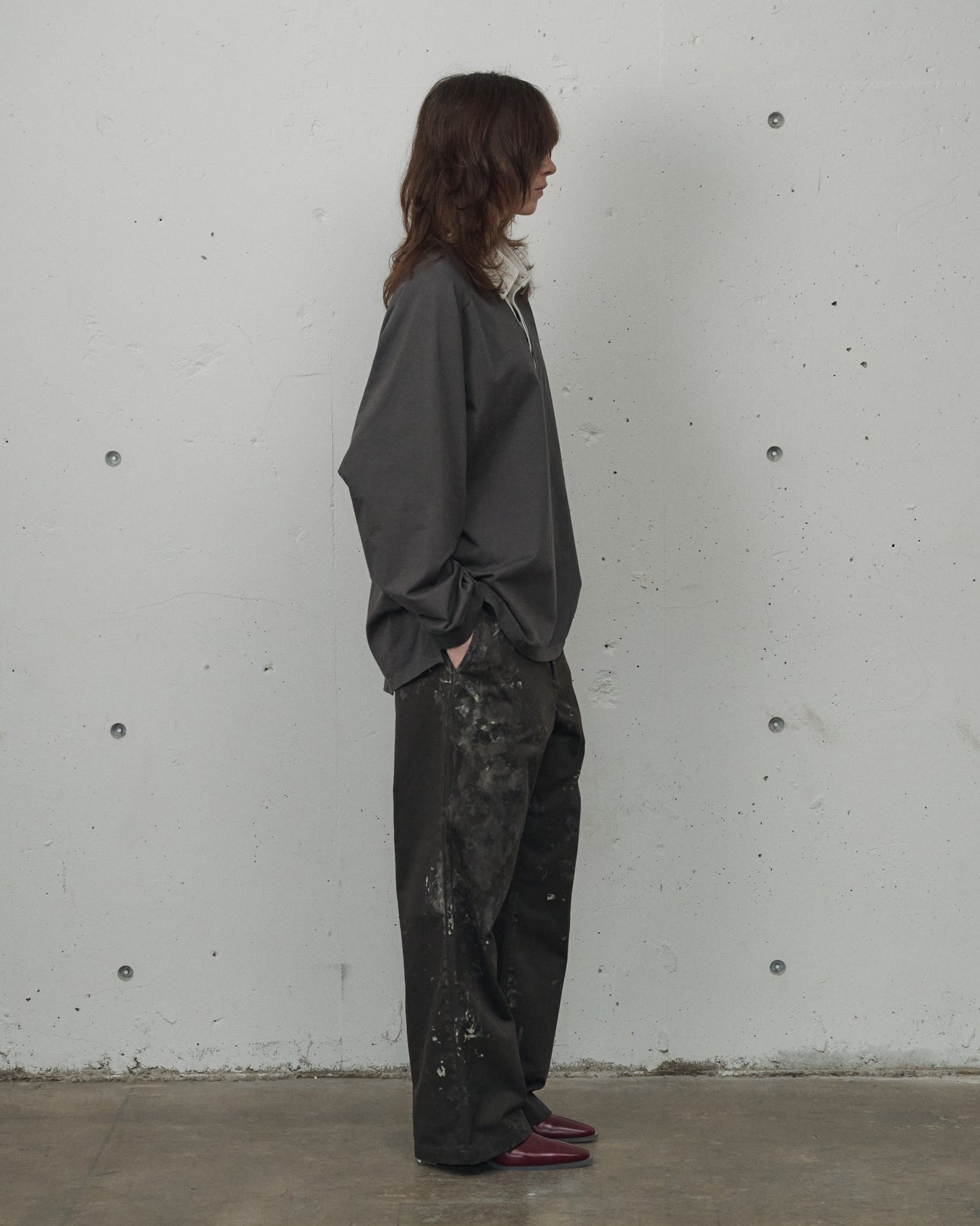 TWO-TONE RUGBY SHIRT(CHARCOAL)