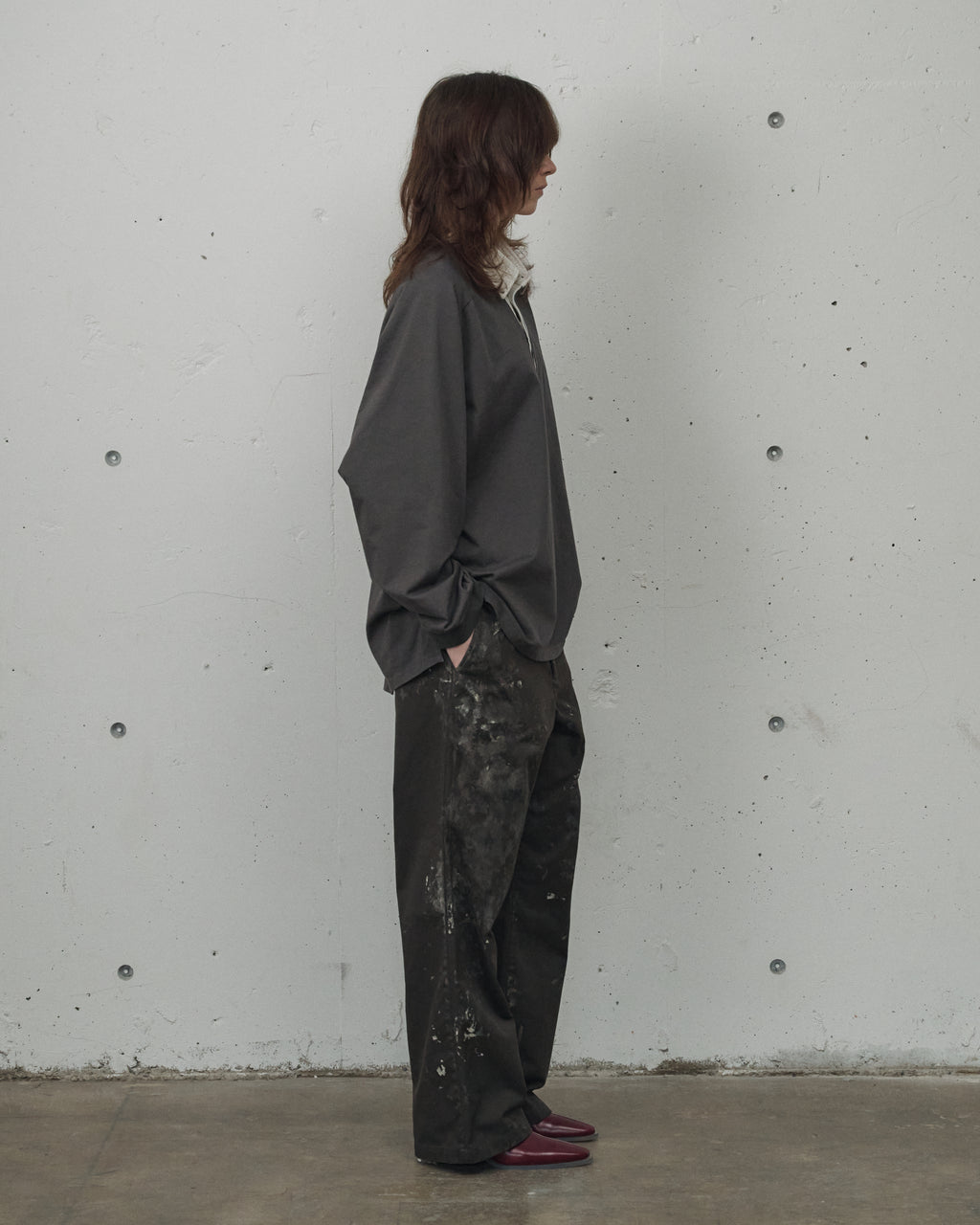 TWO-TONE RUGBY SHIRT(CHARCOAL)