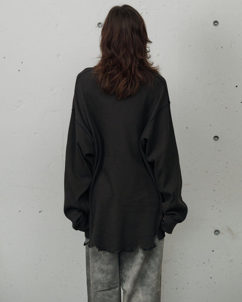 DAMAGE WAFFLE CREW LS(D.BROWN)