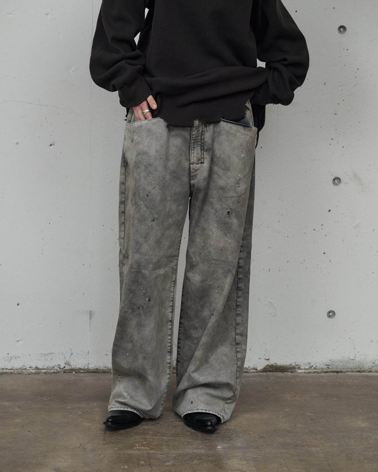 CHINO WIDE SLACKS(BLACK)