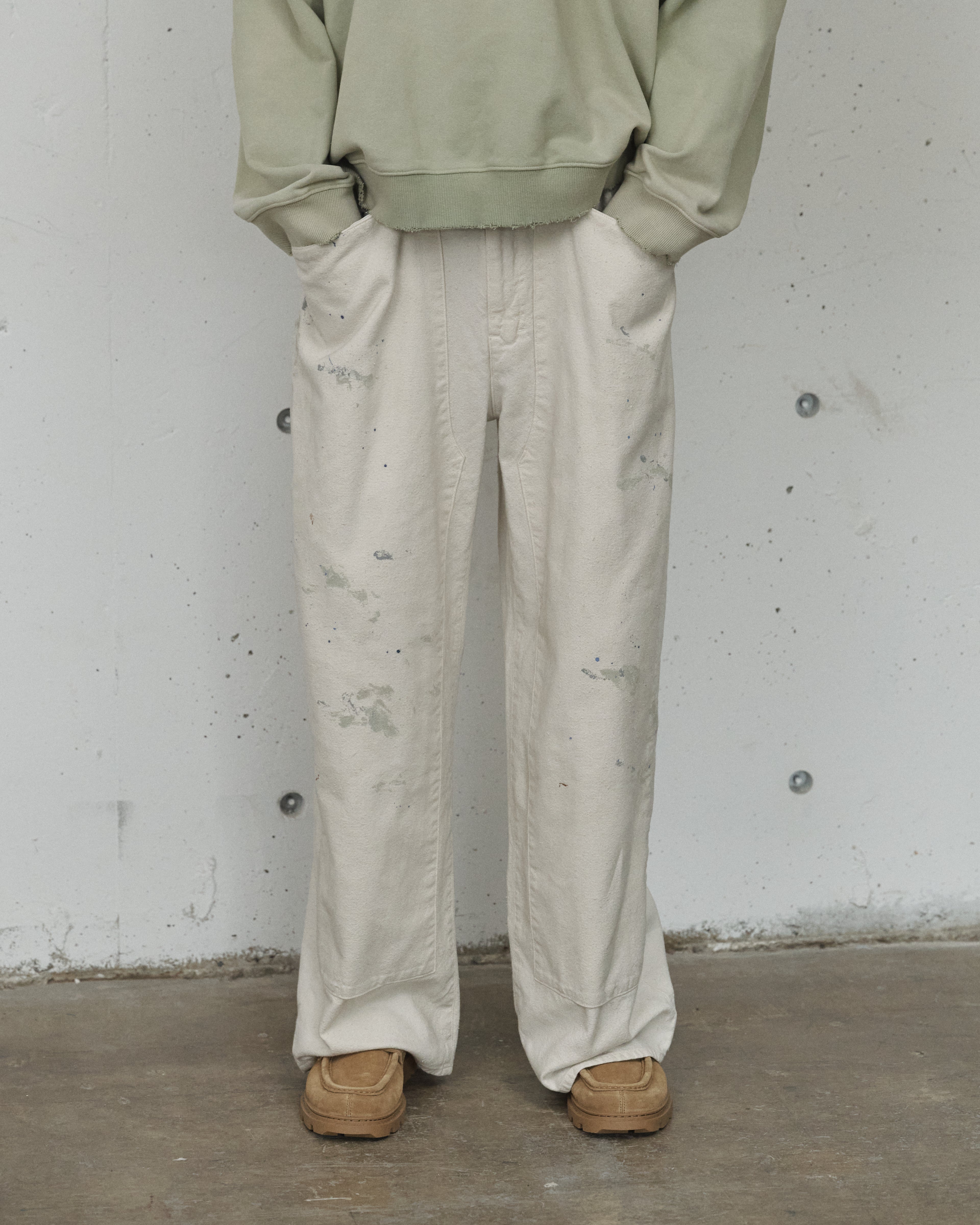 パンツ 26ss ANCELLM C/R DUCK DOUBLEKNEE PANTS C/R DUCK DOUBLEKNEE PANTS(WHITE) – ANCELLM