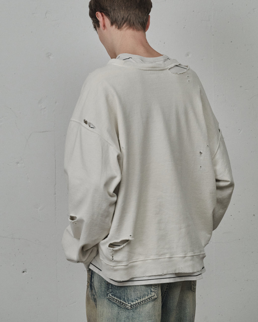 BROKEN SWEAT SHIRT(WHITE)