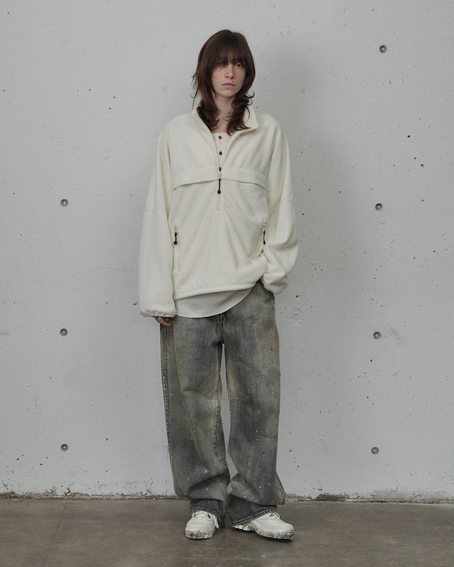 KIMONO ZIP FLEECE(WHITE)