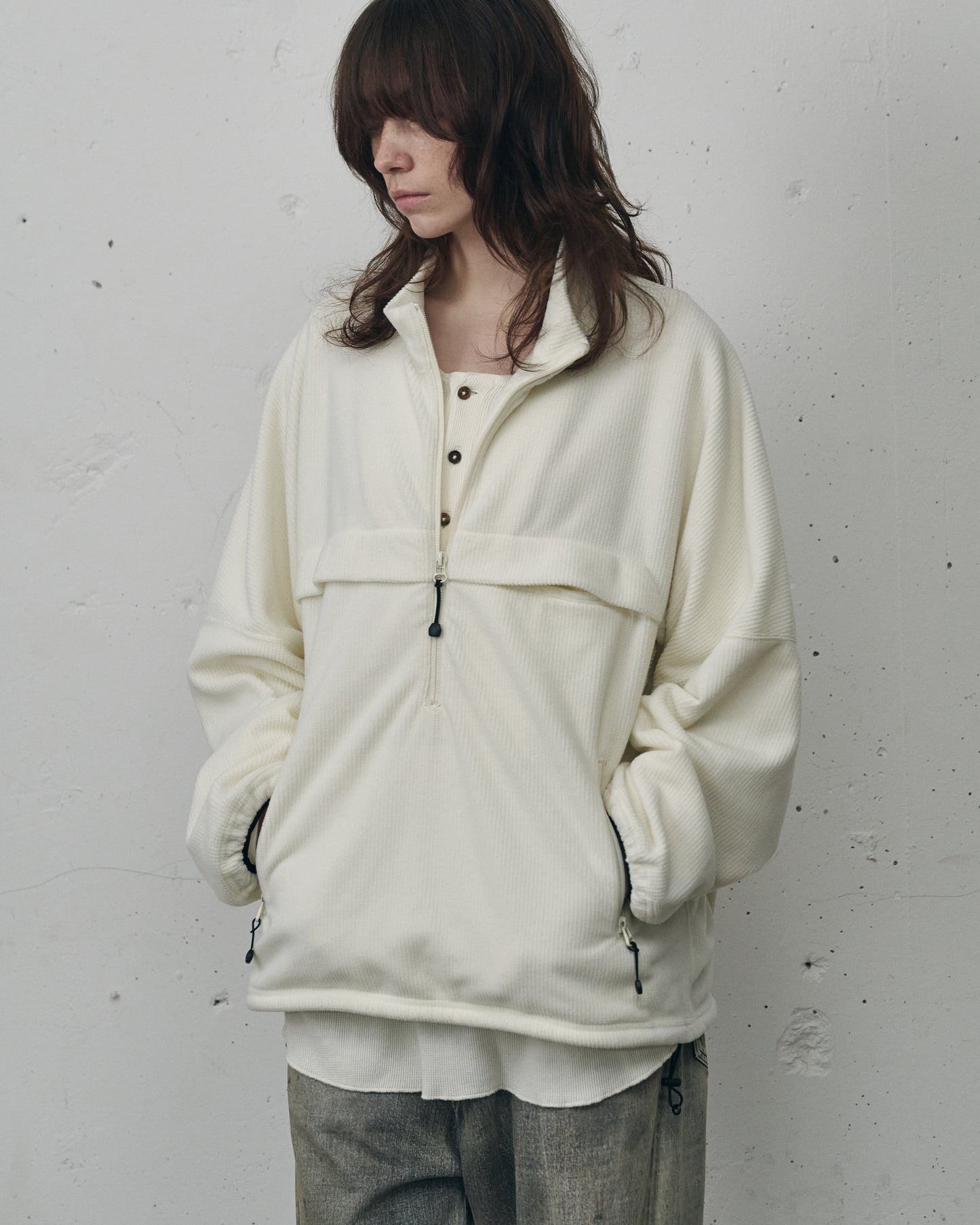 KIMONO ZIP FLEECE(WHITE)