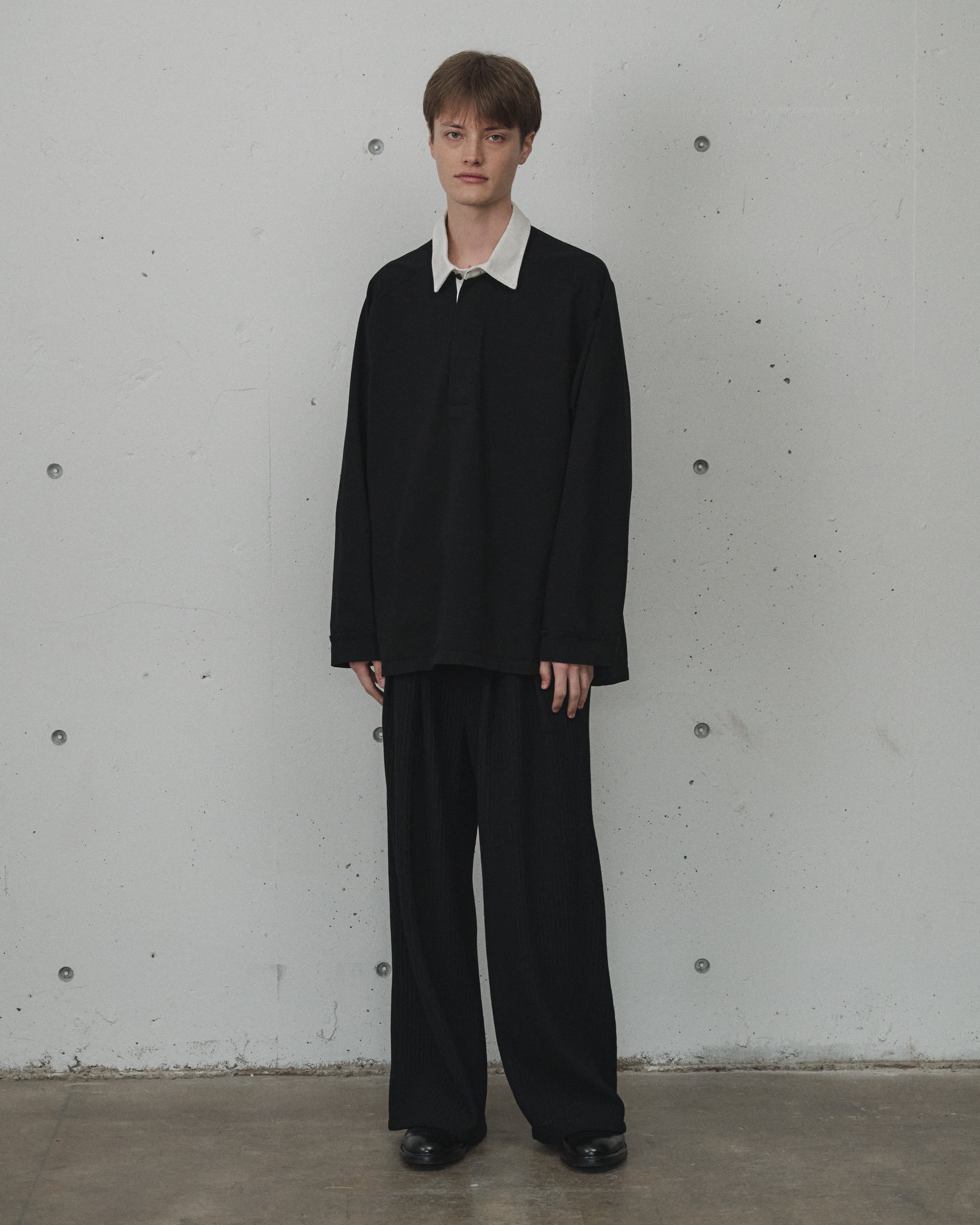 WRINKLED STRIPE SHORT SHIRT JACKET(BLACK) – ANCELLM
