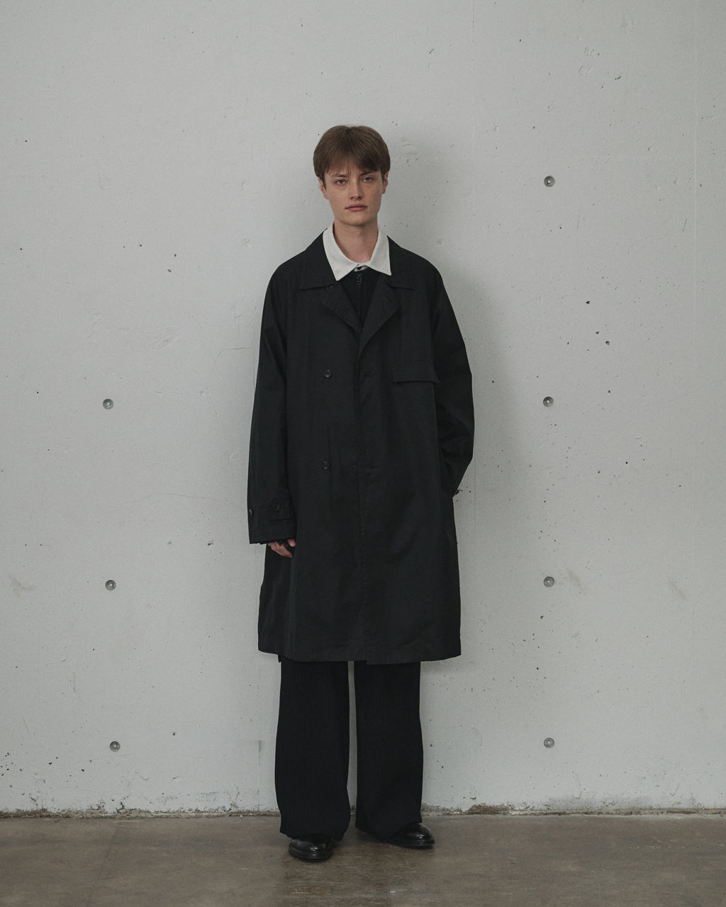 SINGLE BREASTED COLLAR COAT(BLACK)