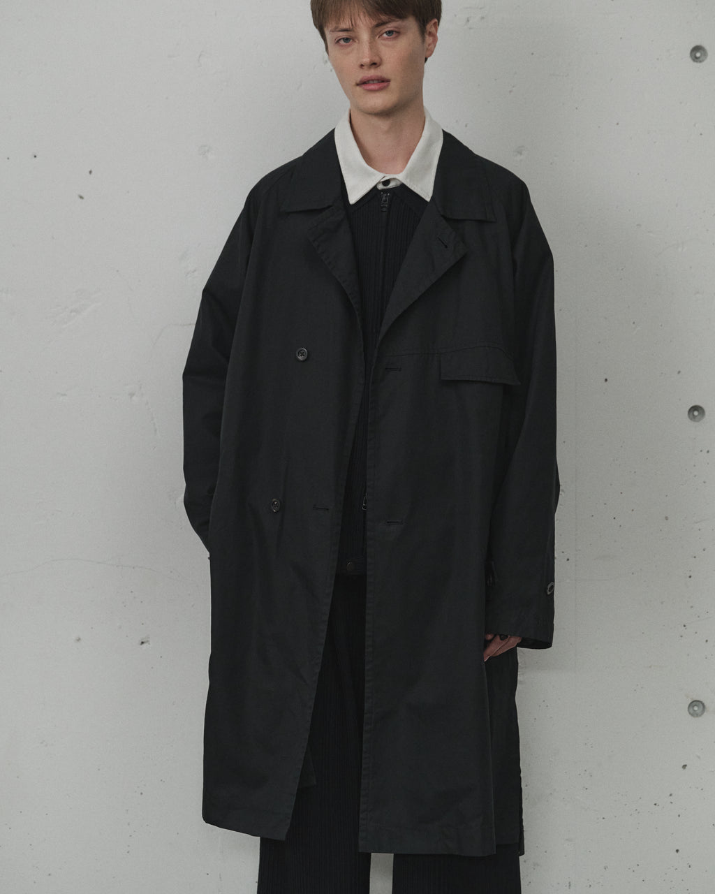 SINGLE BREASTED COLLAR COAT(BLACK)