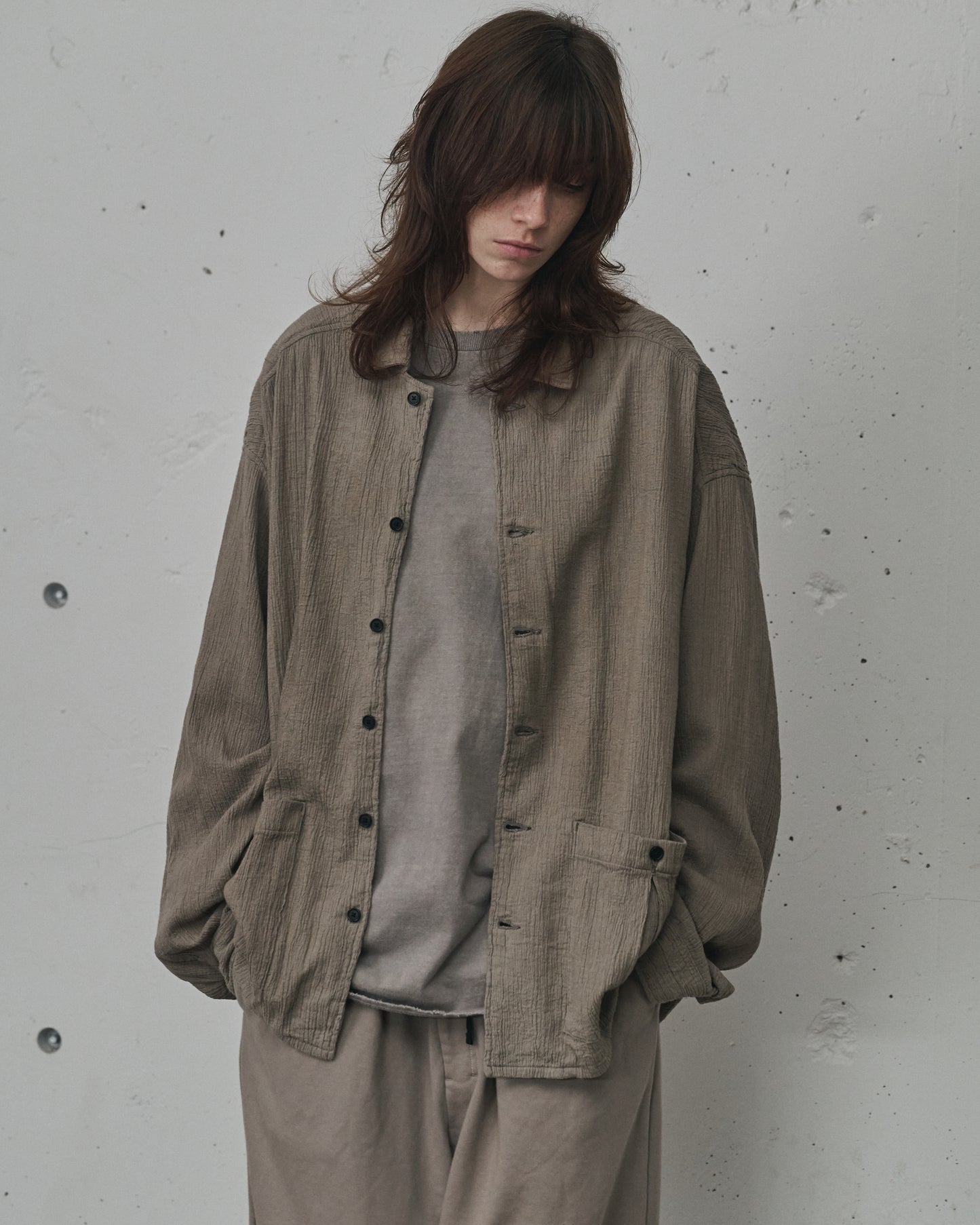 CREPE SHIRT JACKET(GREIGE)