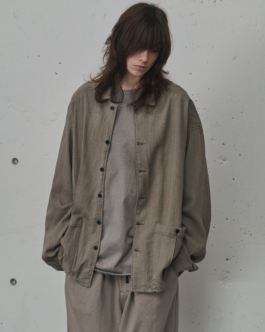 CREPE SHIRT JACKET(GREIGE)