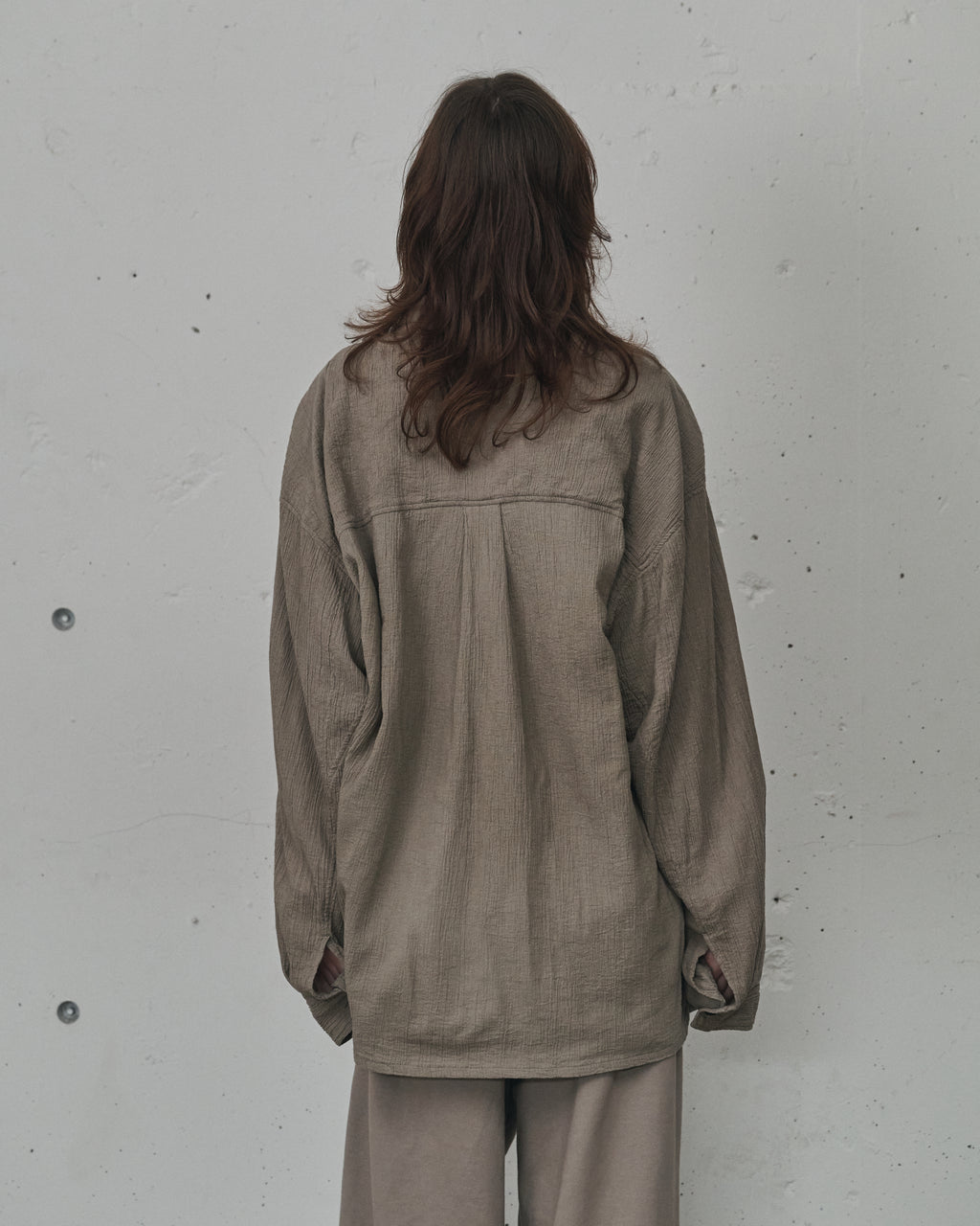 ANCELLM CREPE SHIRT JACKET GREIGE サイズ2 CREPE SHIRT JACKET(GREIGE) – ANCELLM