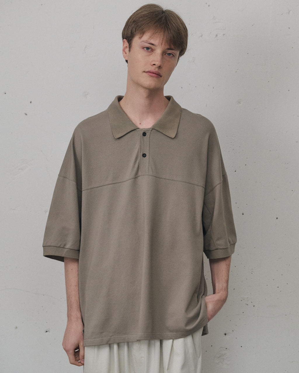 25SS ANCELLM アンセルム S/S POLO SHIRT(GRAY) 25SS】 ANCELLM HALF ZIP POLO LS SHIRT (GRAY) ANC-CT97 | IAAAM