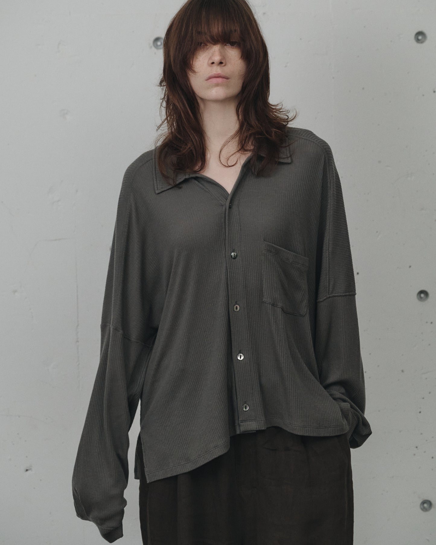 CAS/SIL KIMONO KNIT SHIRT(GRAY)