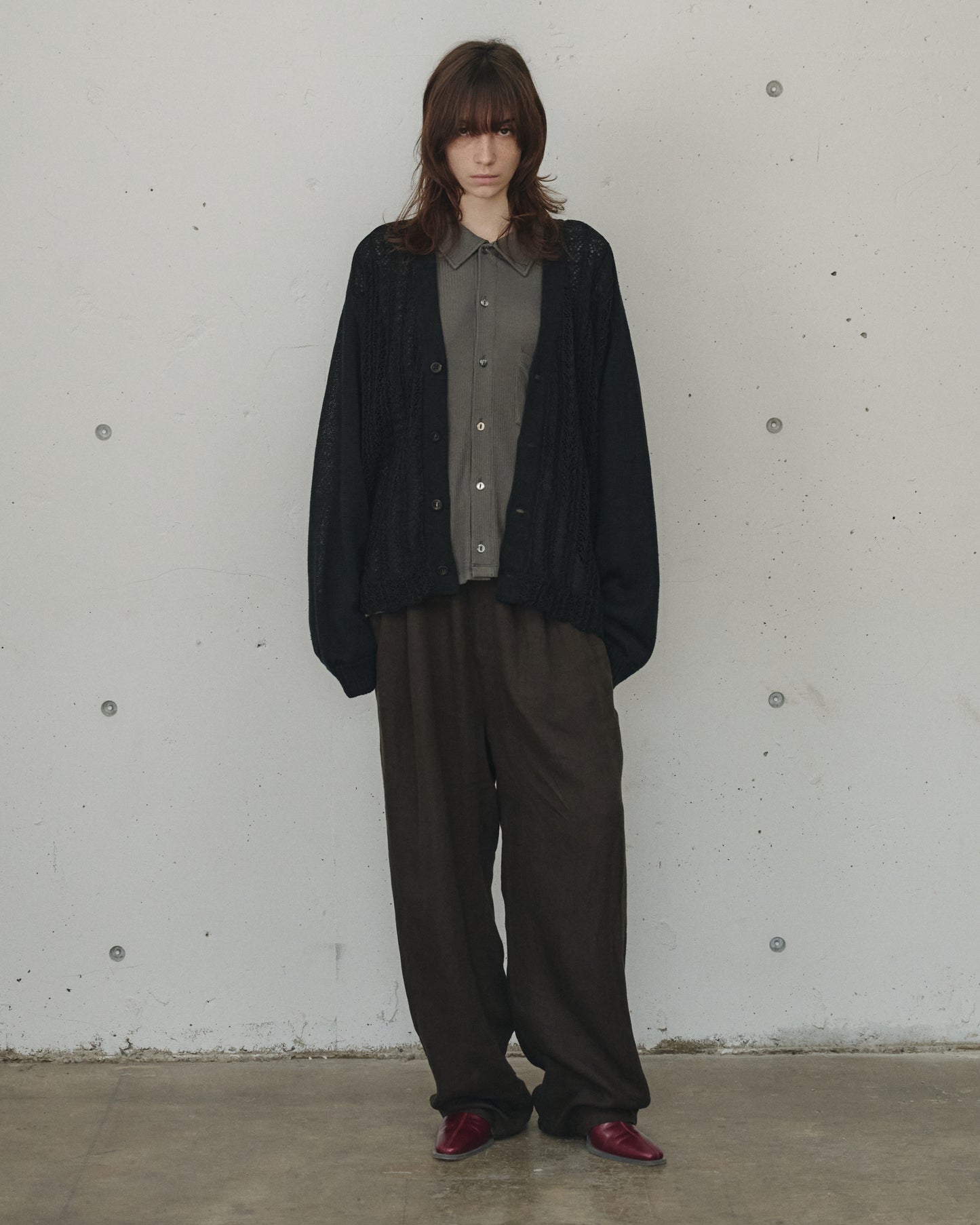 LACED KNIT CARDIGAN(BLACK)