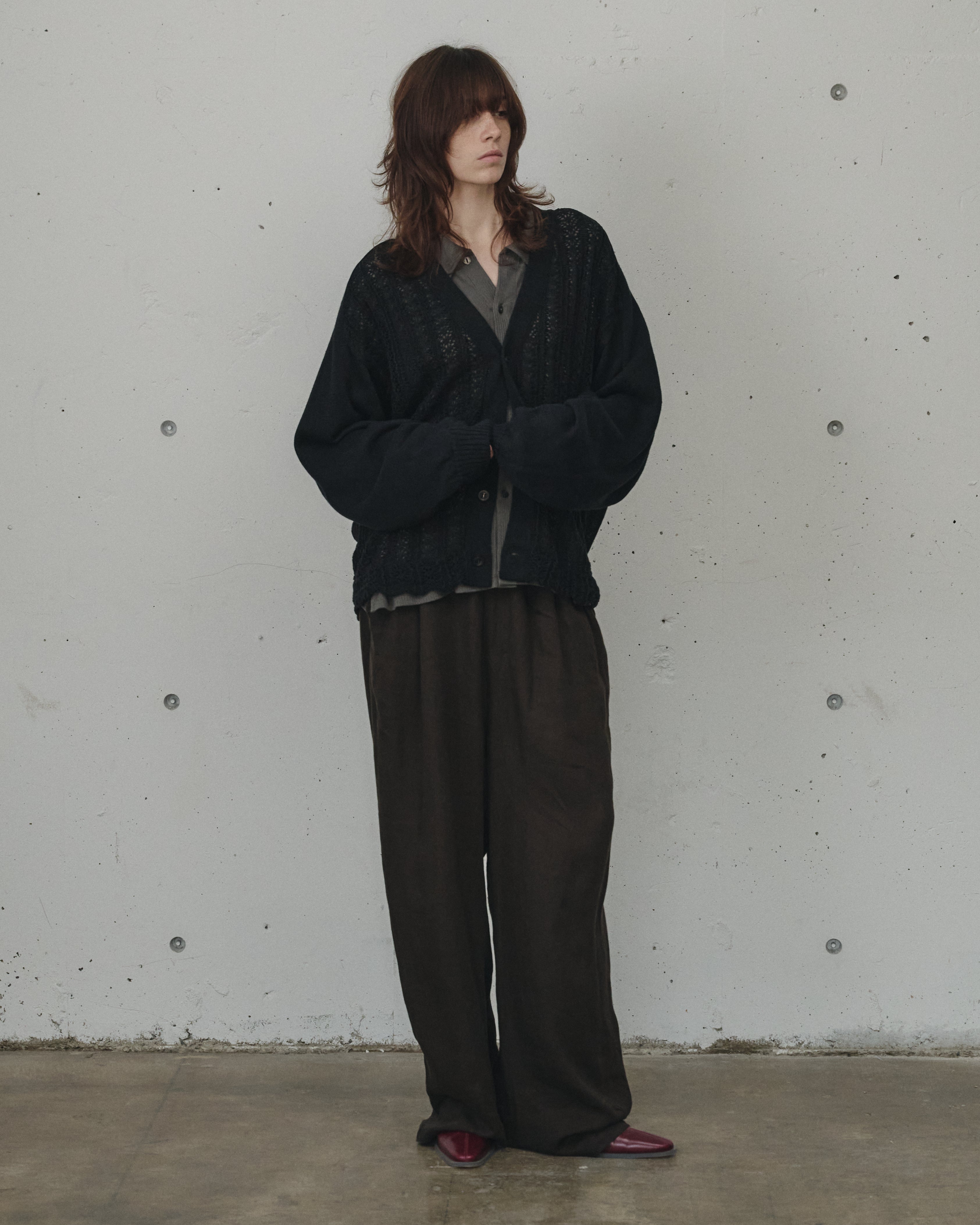 100/S LINEN TUCK SLACKS(BROWN) – ANCELLM