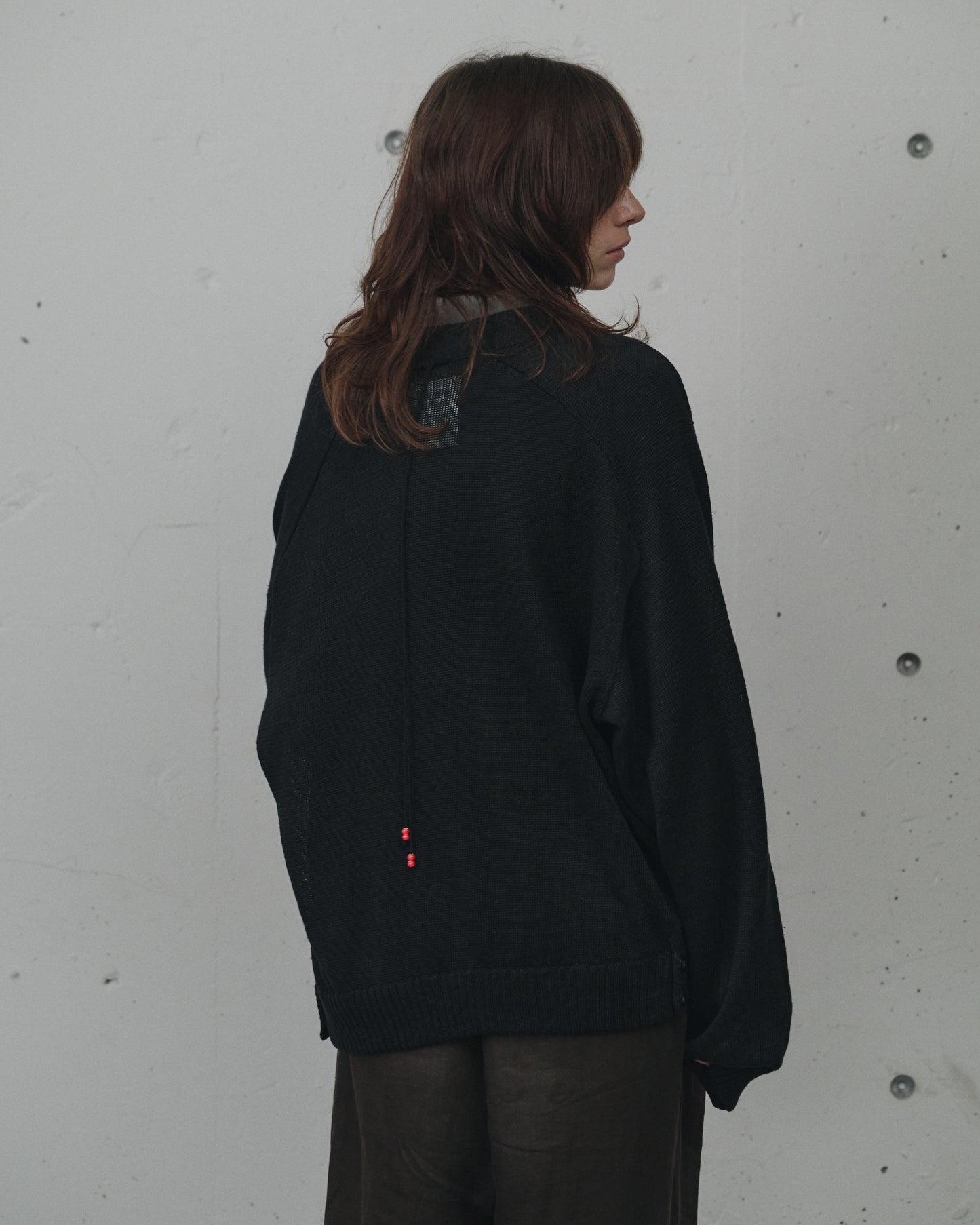 LACED KNIT CARDIGAN(BLACK)