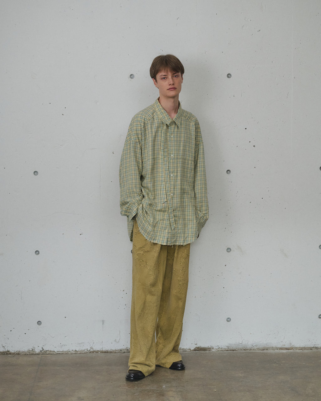 BOW-TIE CHECK SHIRT(CREAM)