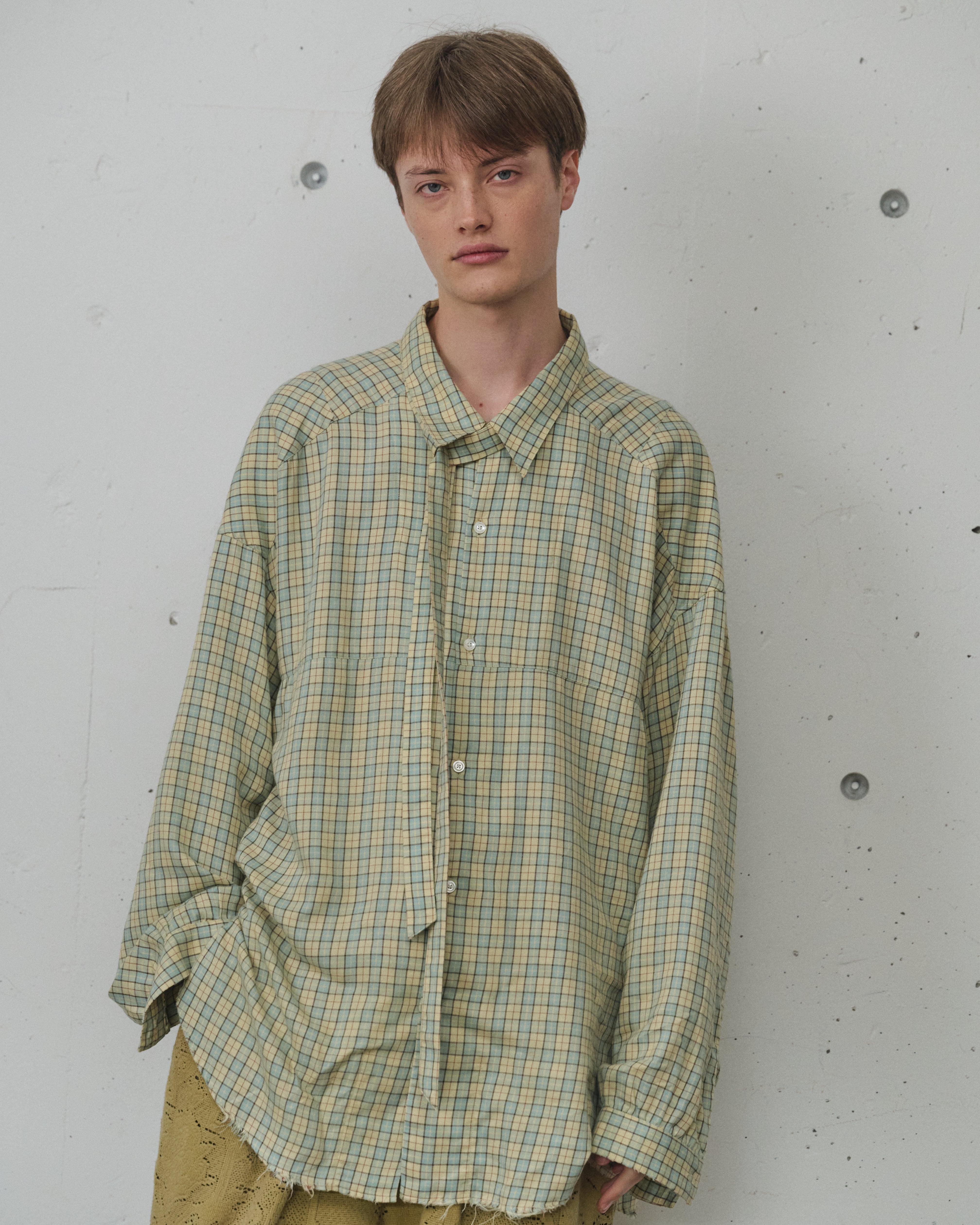BOW-TIE CHECK SHIRT(CREAM) – ANCELLM