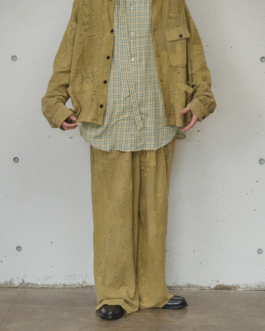 AGING LACE DOUBLE PANEL SLACKS(MUSTARD)