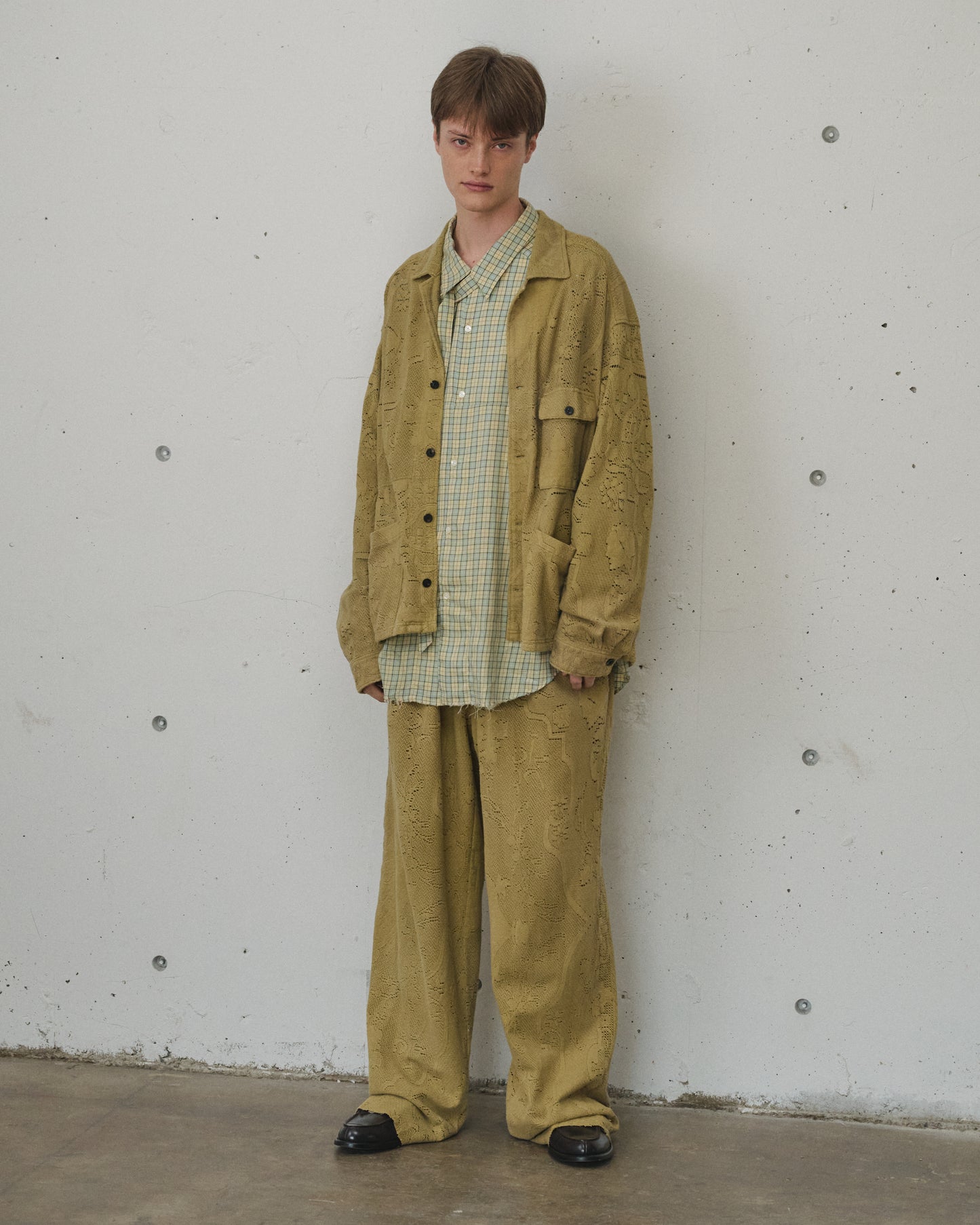 AGING LACE DOUBLE PANEL SLACKS(MUSTARD)