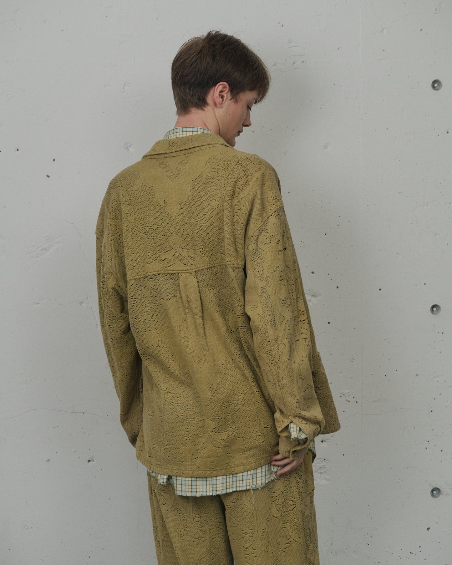 AGING LACE WORK SHIRT(MUSTARD)
