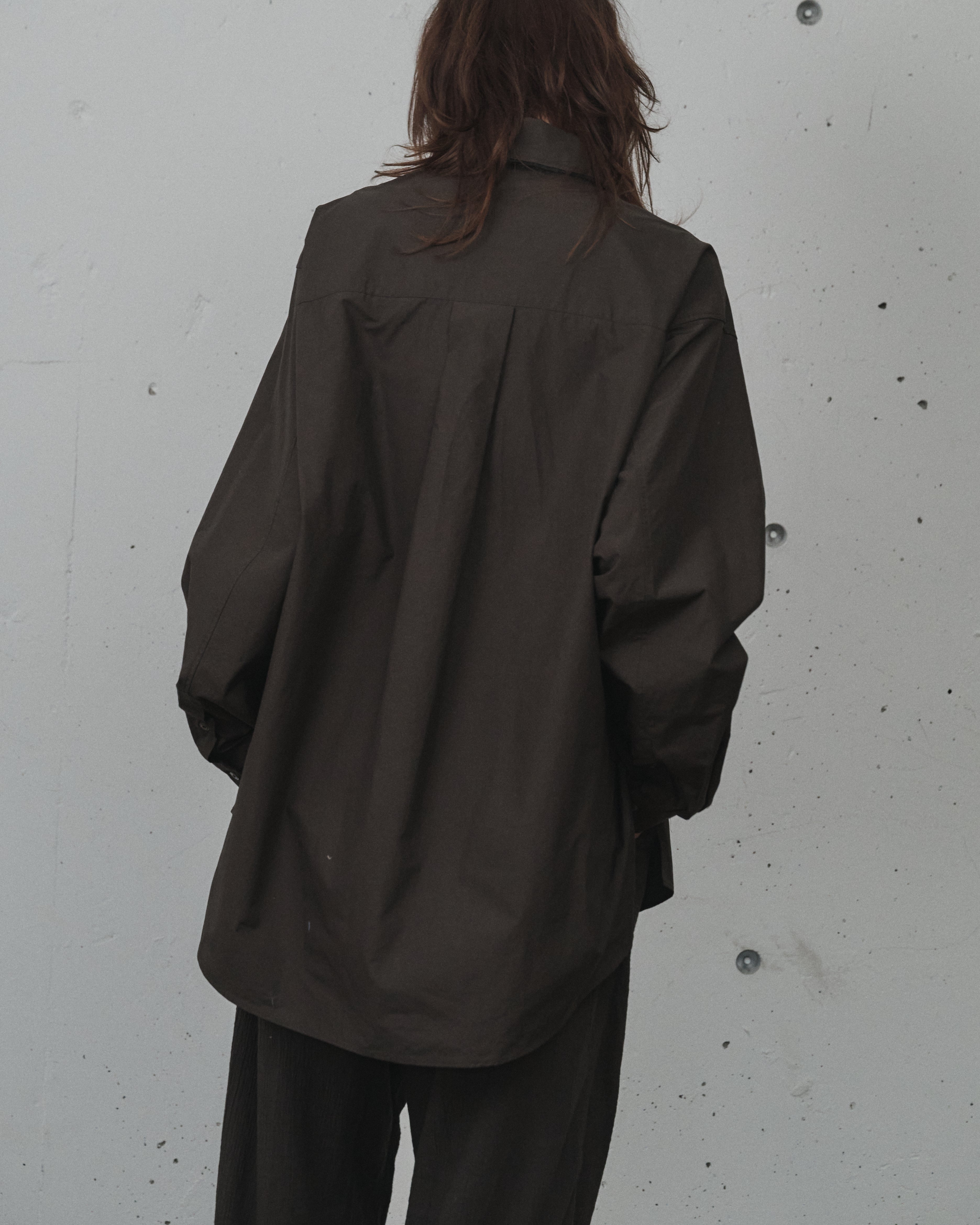 HIGH-COUNT FRAYED OVER SHIRT(BROWN) – ANCELLM