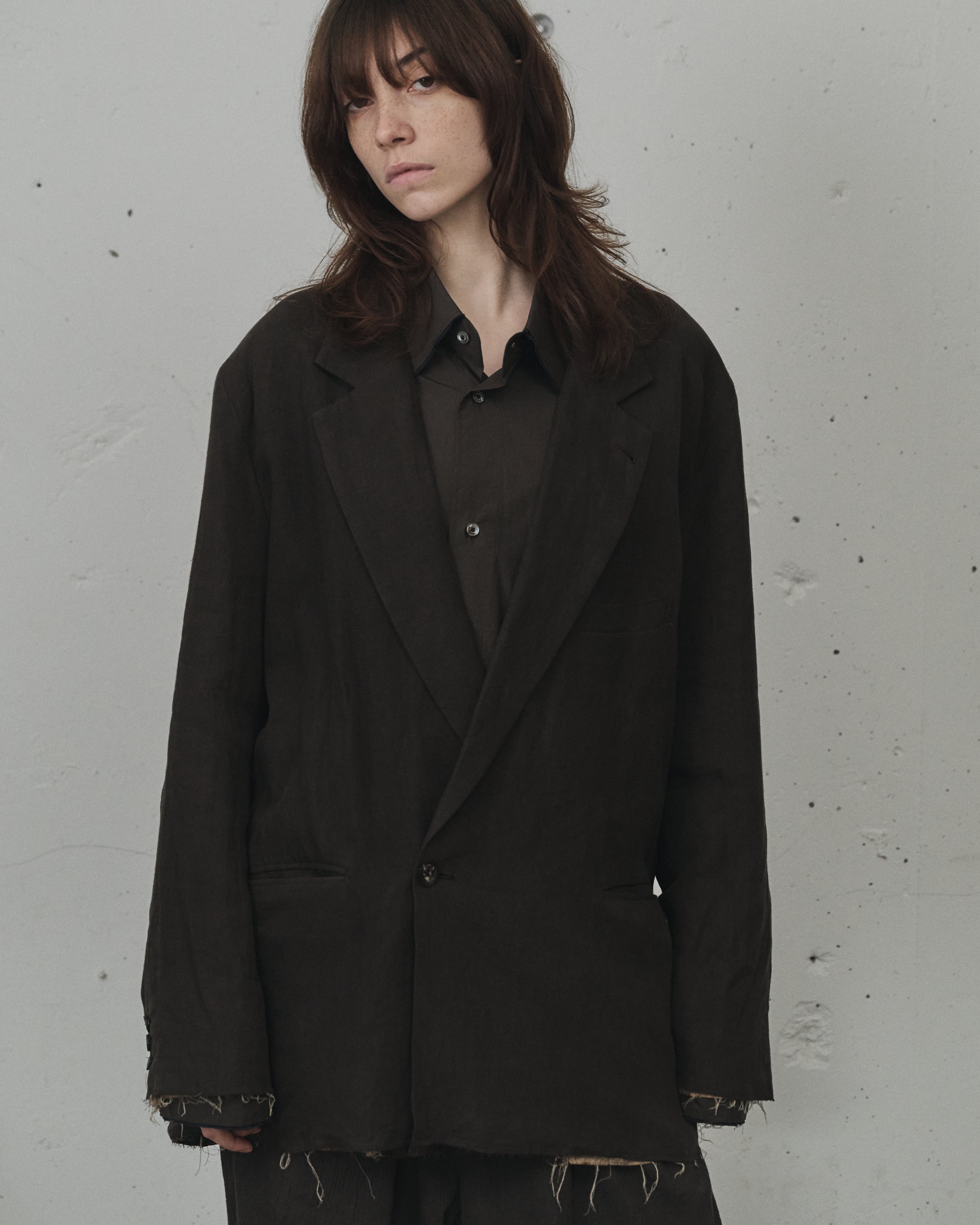 100/S LINEN TAILORED JACKET(BROWN) – ANCELLM