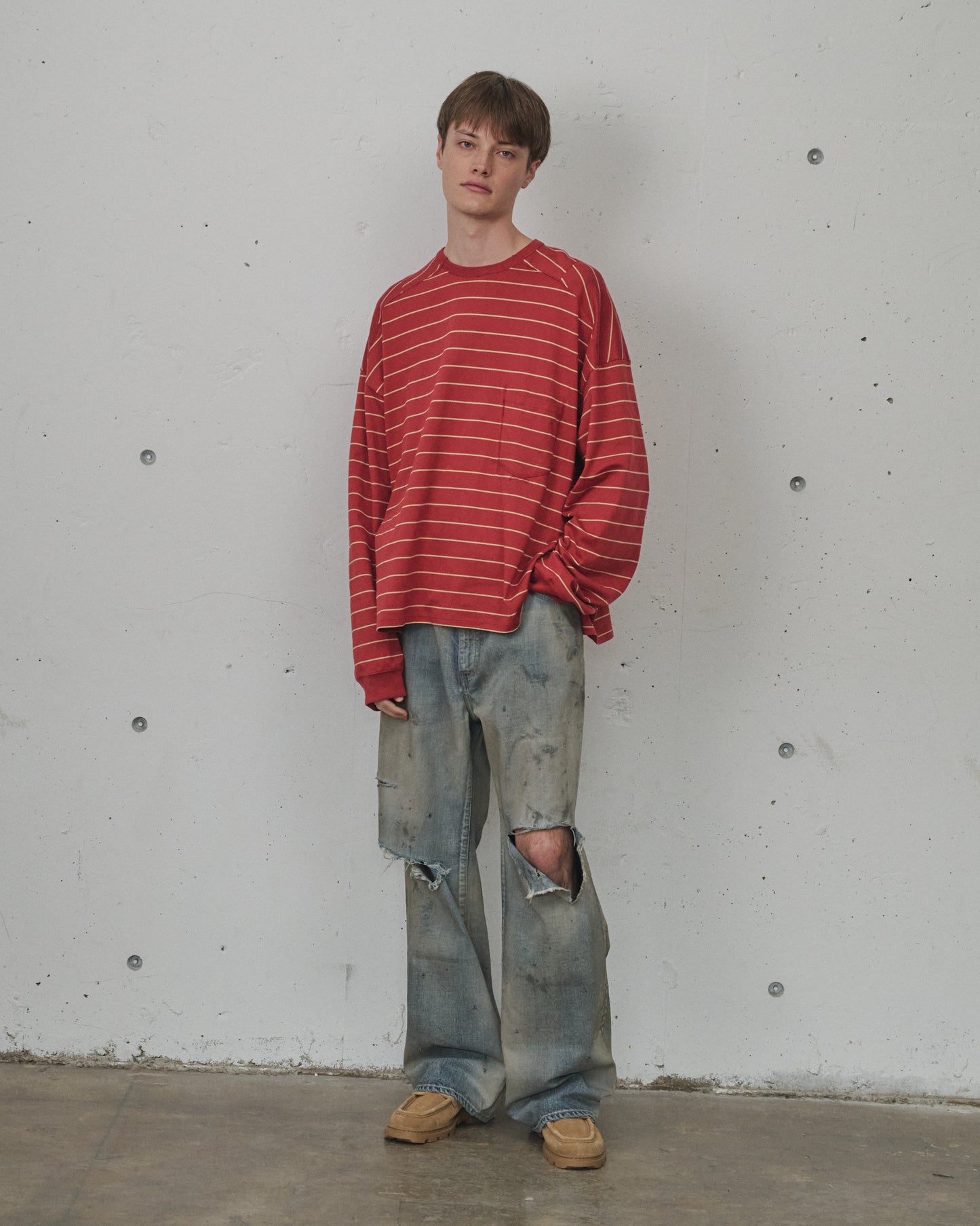 CRASH MIDDLE STRAIGHT 5P DENIM PANTS(INDIGO)