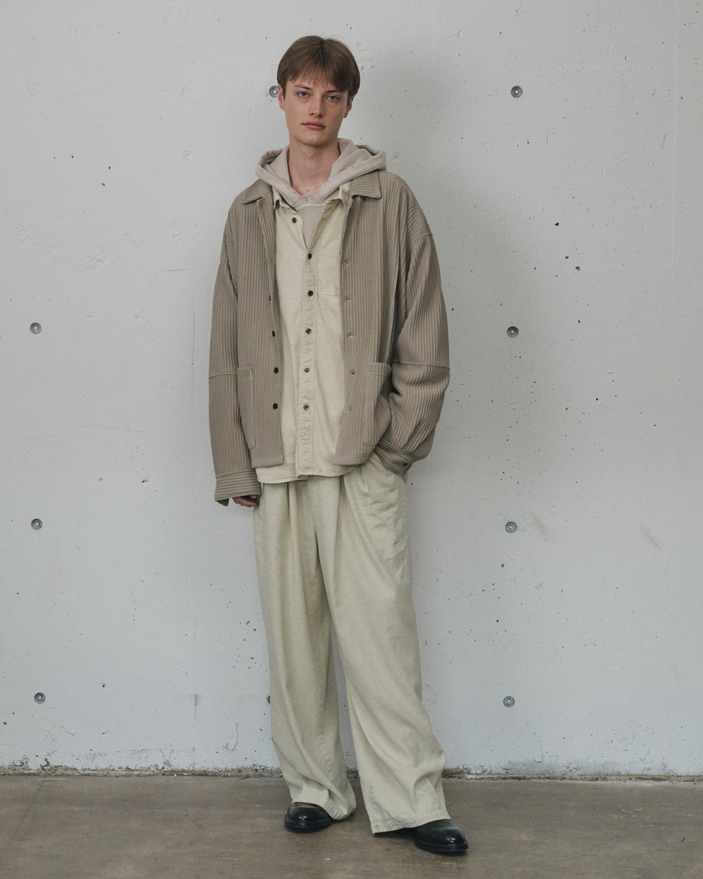 WRINKLED STRIPE SHIRT(GREIGE)