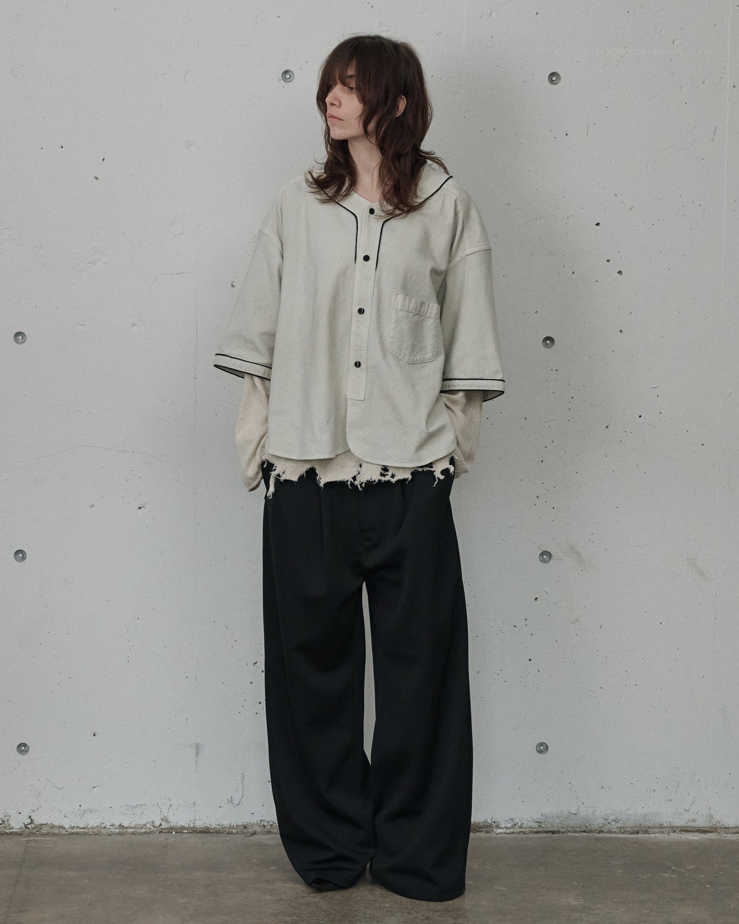TRACK WIDE PANTS(BLACK)