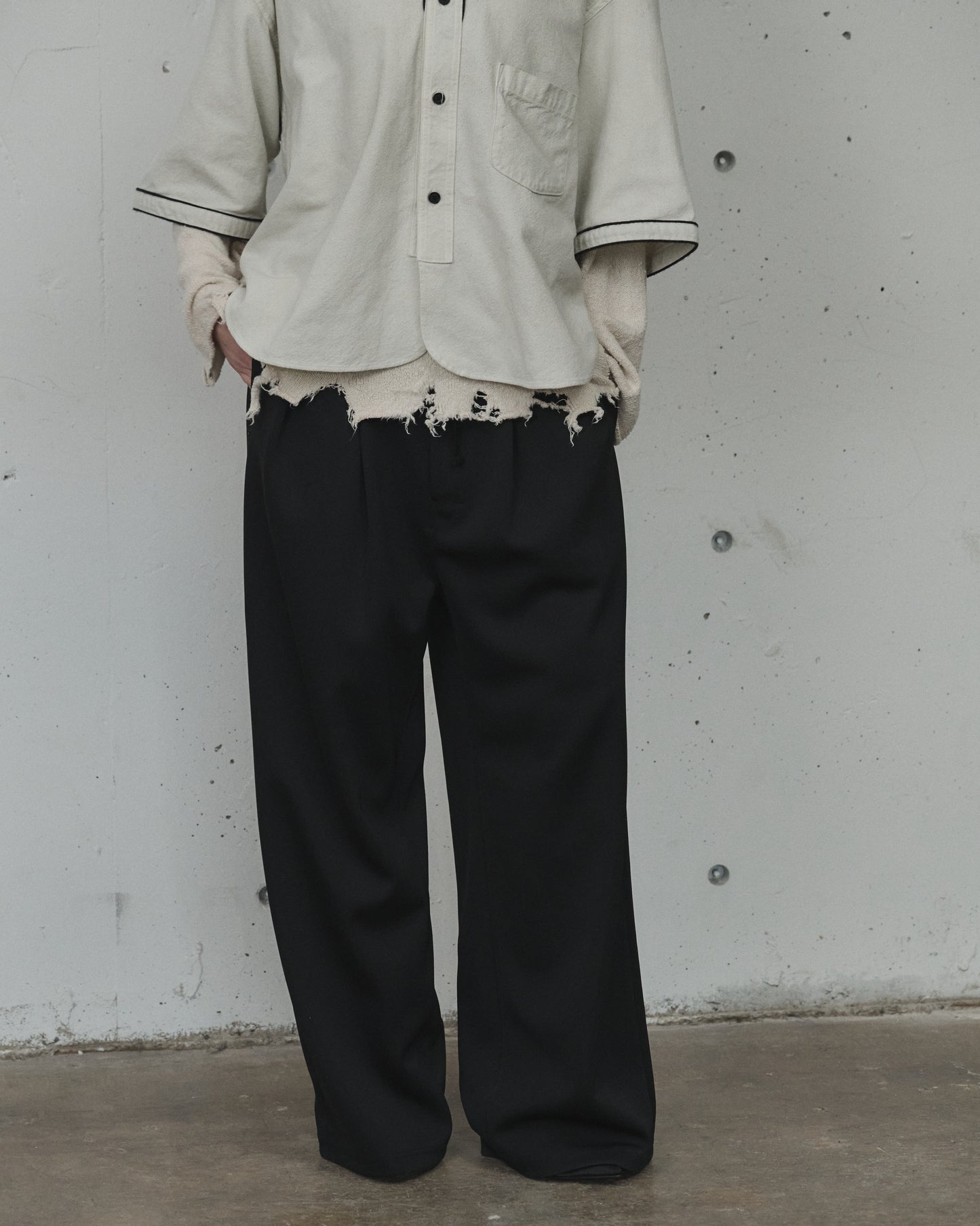 TRACK WIDE PANTS(BLACK)