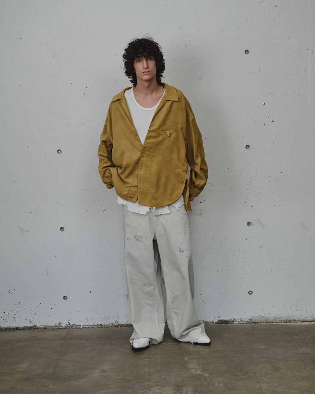 VEGAN SUEDE LONG SHIRT(YELLOW)