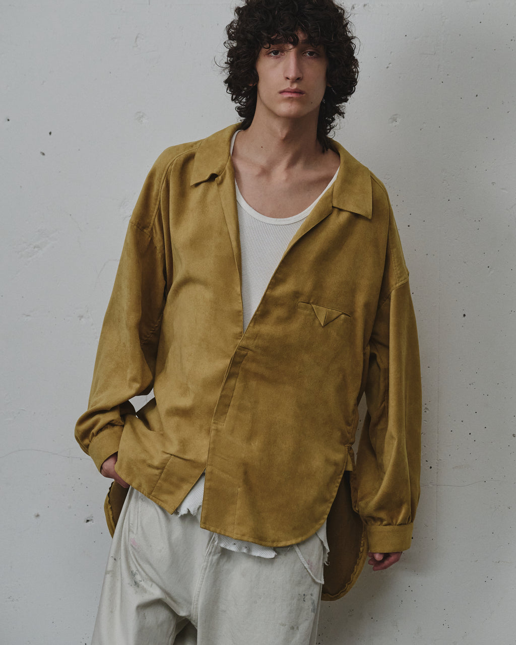 VEGAN SUEDE LONG SHIRT(YELLOW)