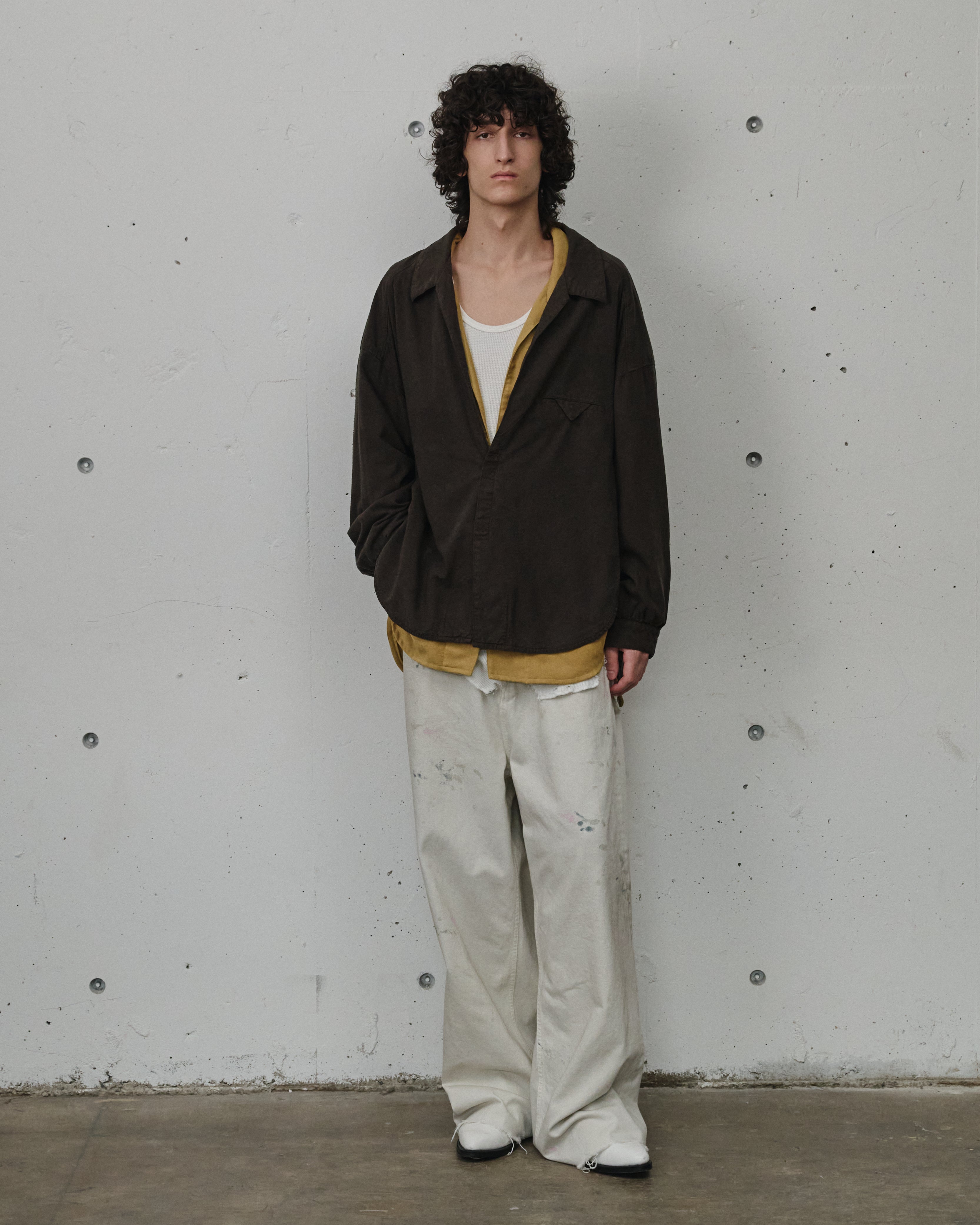 SILK NEP LONG SHIRT(BROWN) – ANCELLM