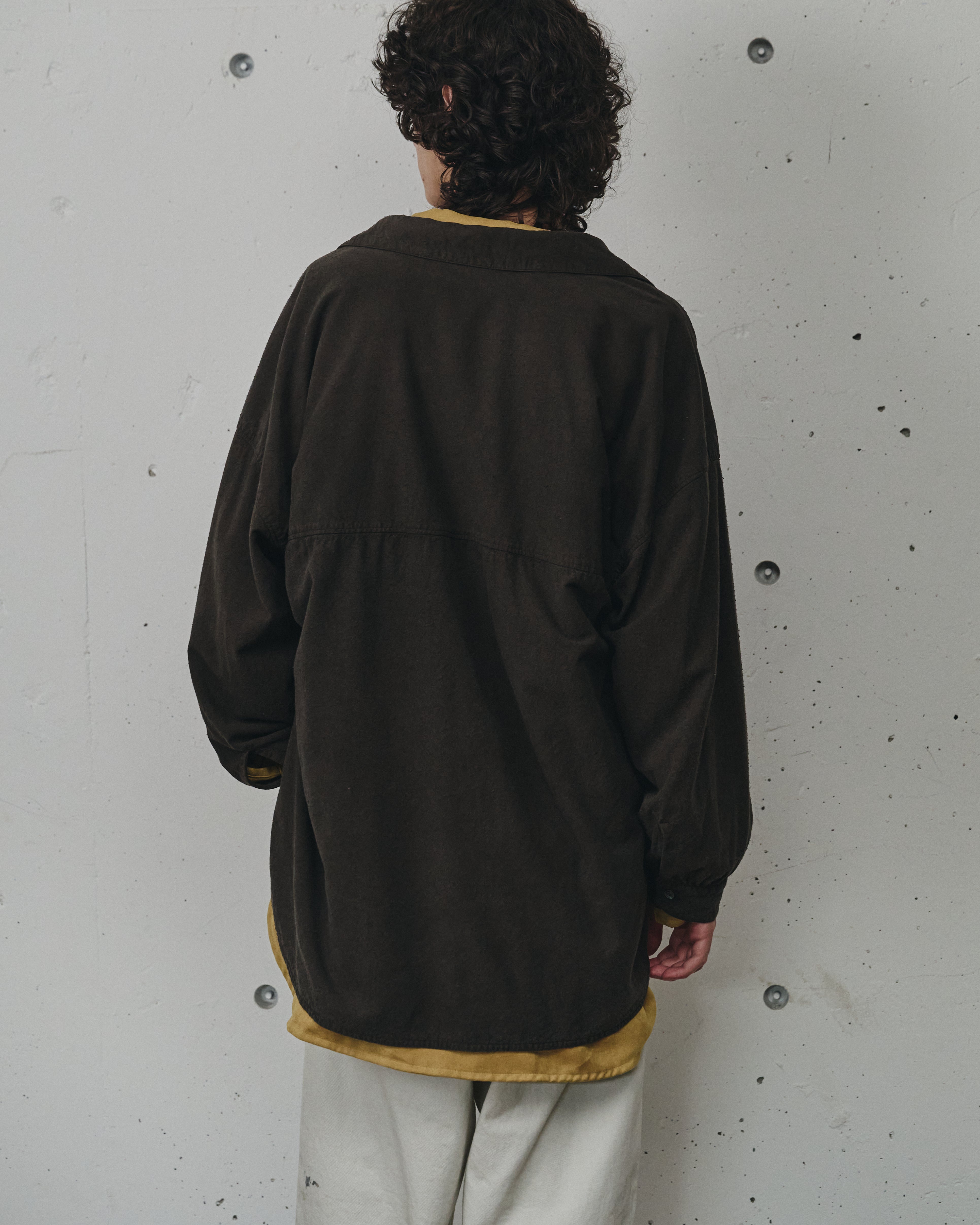 SILK NEP LONG SHIRT(BROWN) – ANCELLM