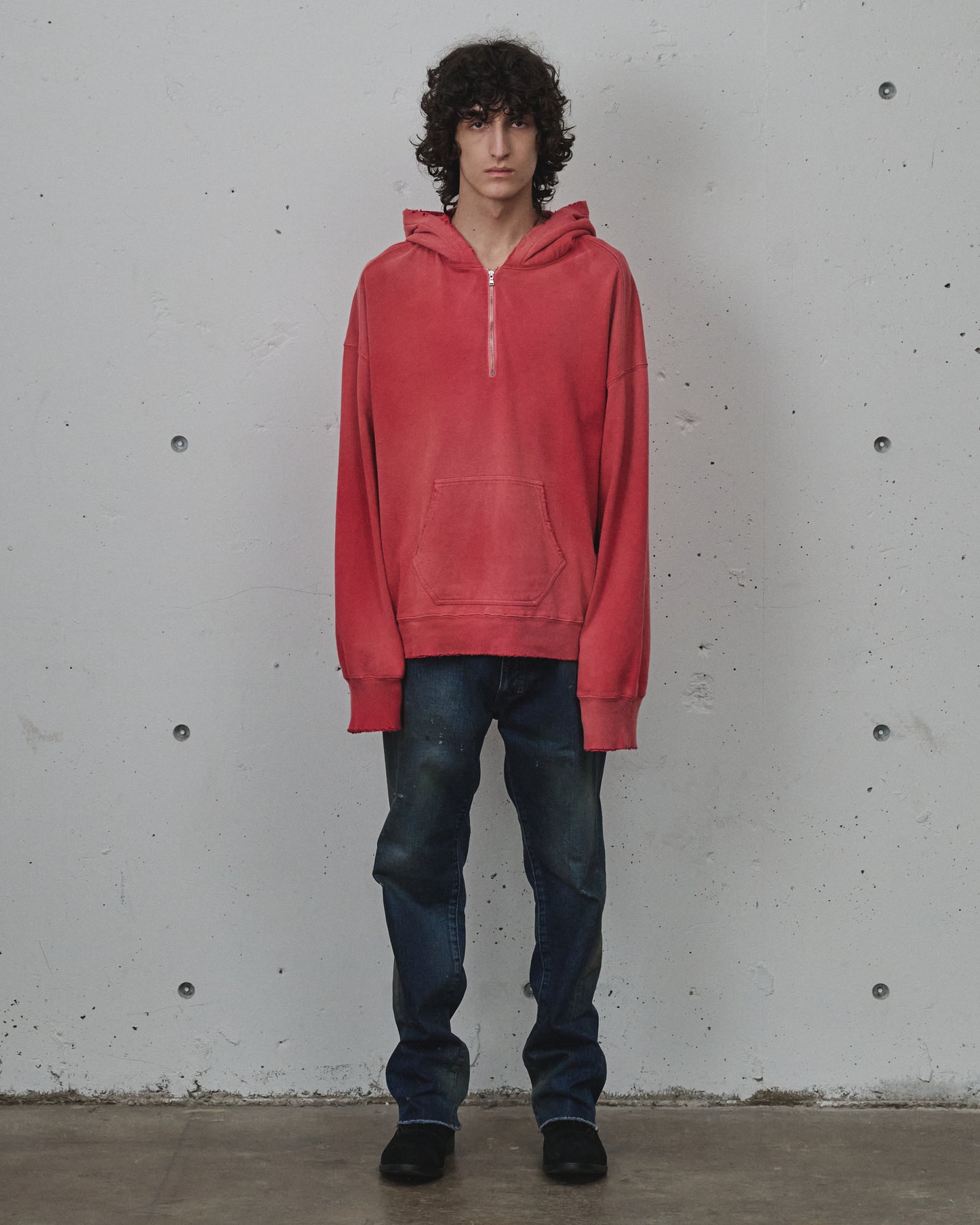 LIGHT LOOP ZIP HOODIE(RED)