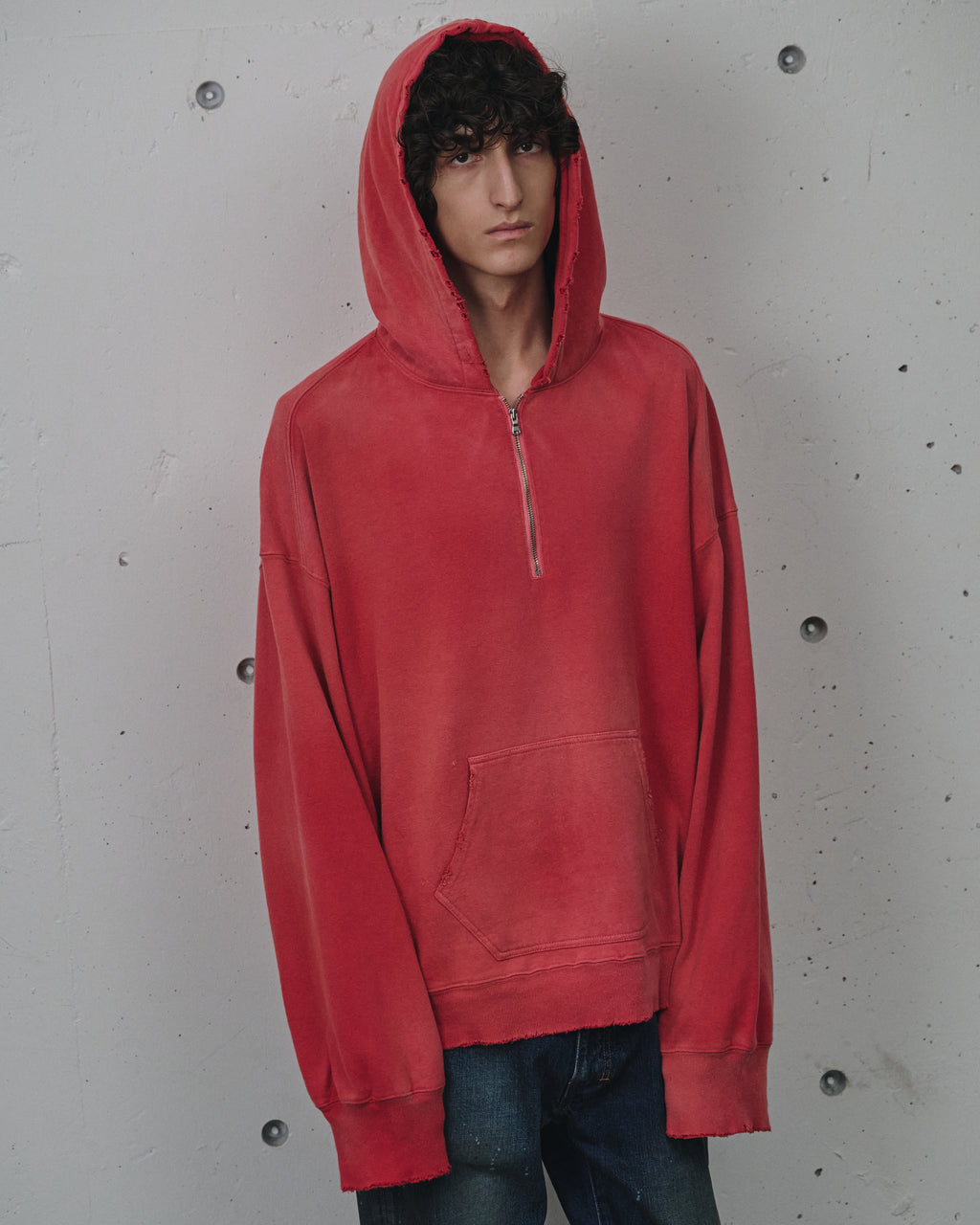 LIGHT LOOP ZIP HOODIE(RED)