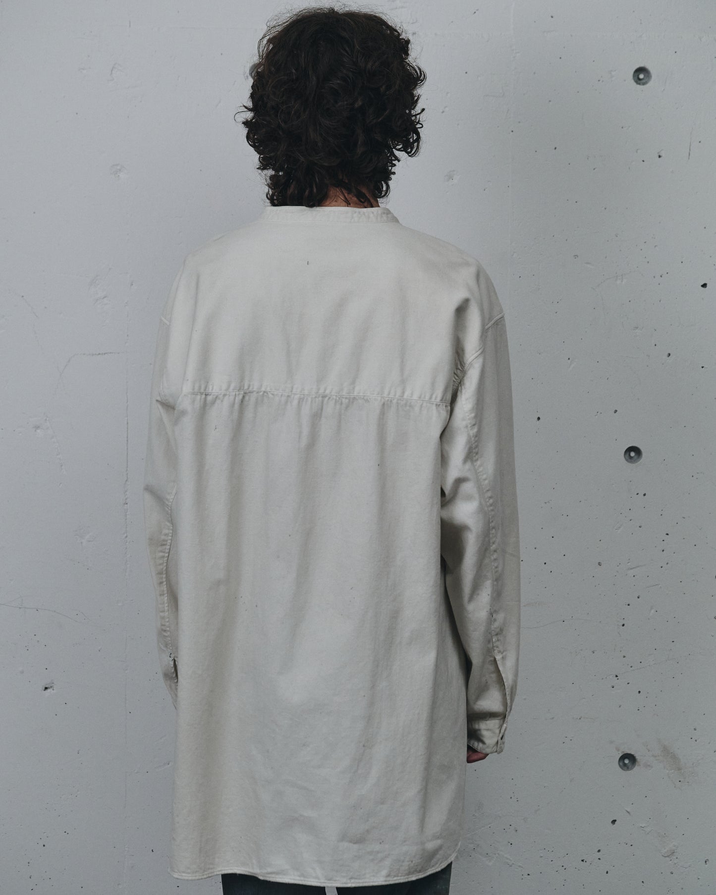 DENIM BAND COLLAR SHIRT(WHITE)