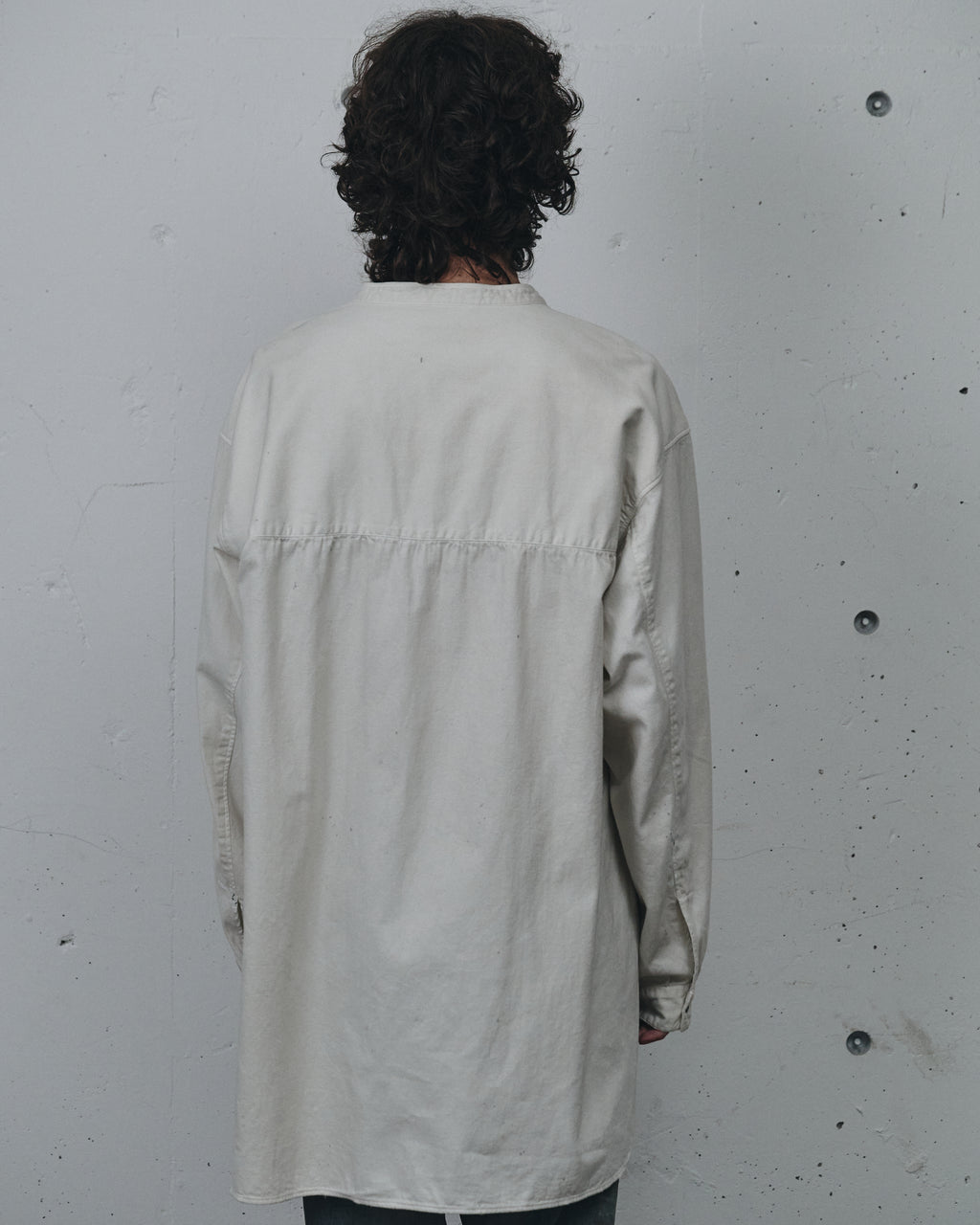 DENIM BAND COLLAR SHIRT(WHITE)