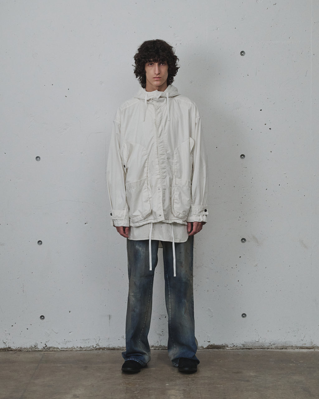 HOODED FIELD SHIRT JACKET(WHITE)
