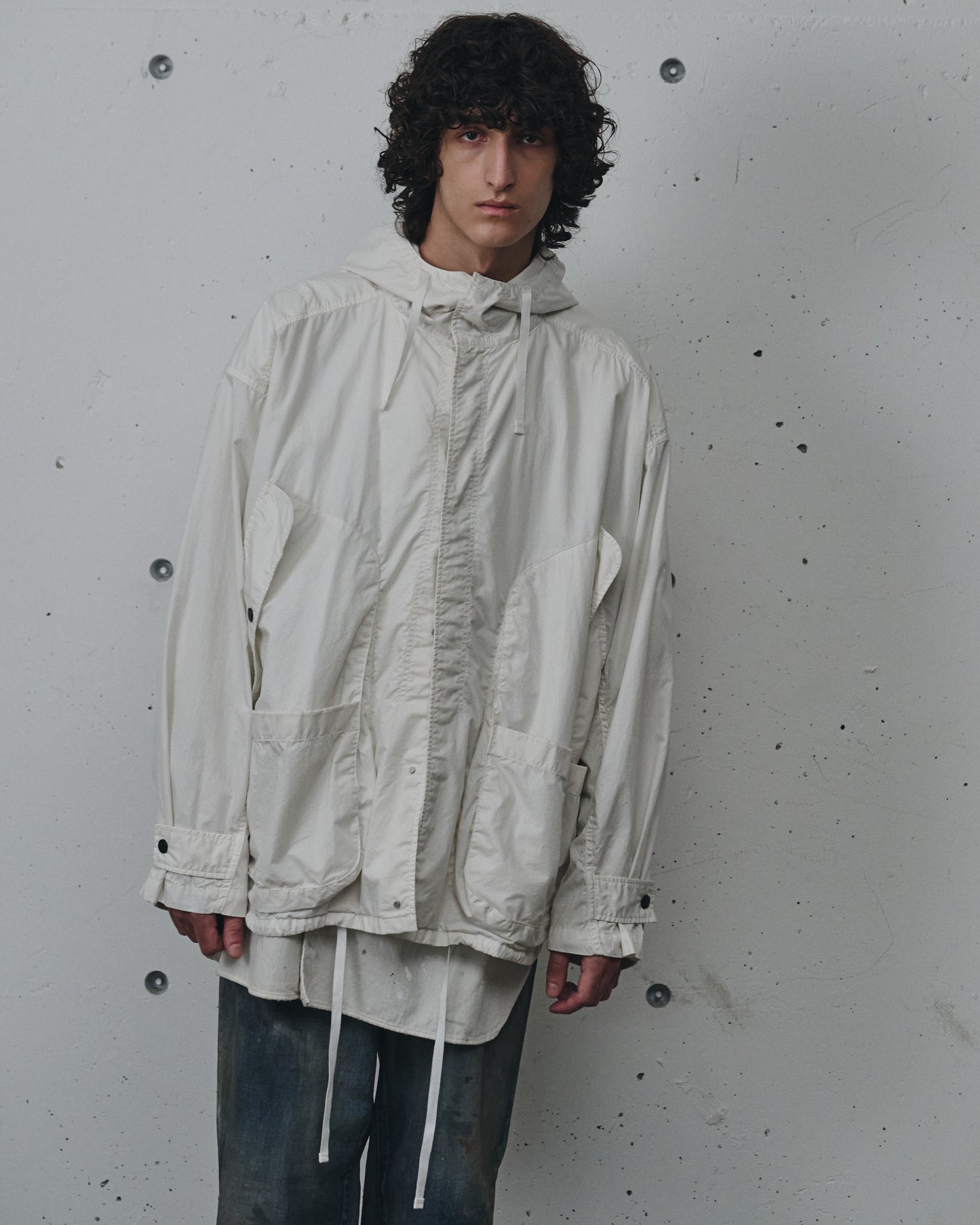 HOODED FIELD SHIRT JACKET(WHITE)